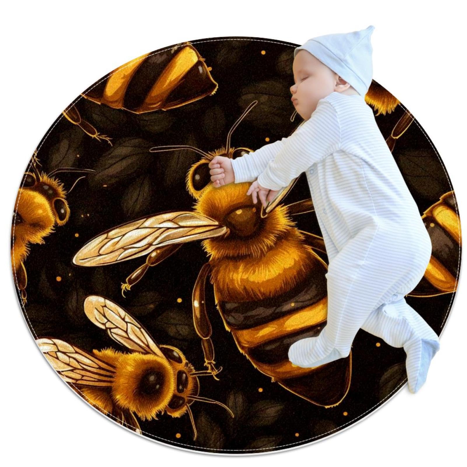 Tapis de salle de bain bourdon rond 1m de diamètre finitions soignées chambre