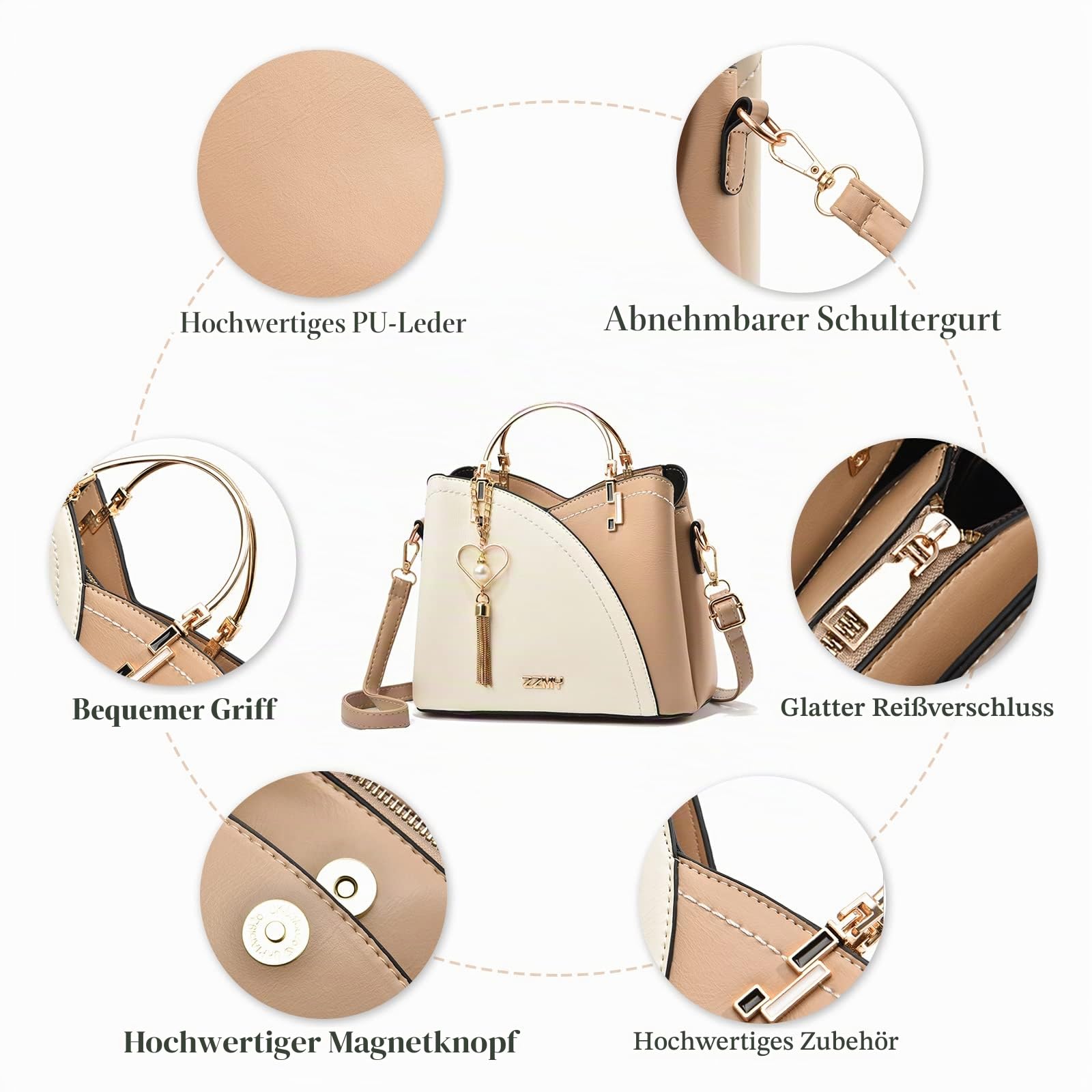 FANDARE Handtaschen für Damen Tote Beutel Umhängetaschen Wasserdicht Schultertasche Tragetasche PU-Leder Henkeltaschen mit Quaste für Arbeit Schule Shopper Reise Gelb