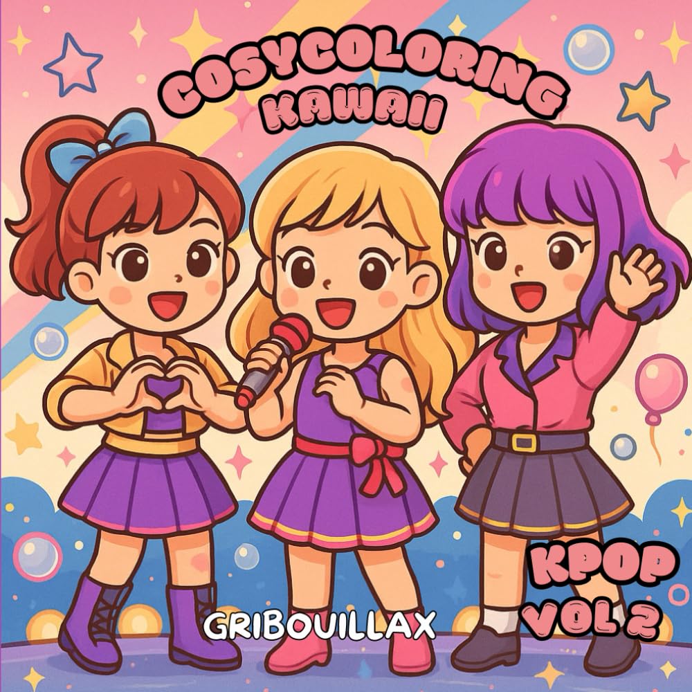 Cosy Coloring K-Pop Kawaii – Livre de coloriage détente pour ados et adultes | Illustrations mignonnes style K-pop | Relaxation, créativité & plaisir ASMR