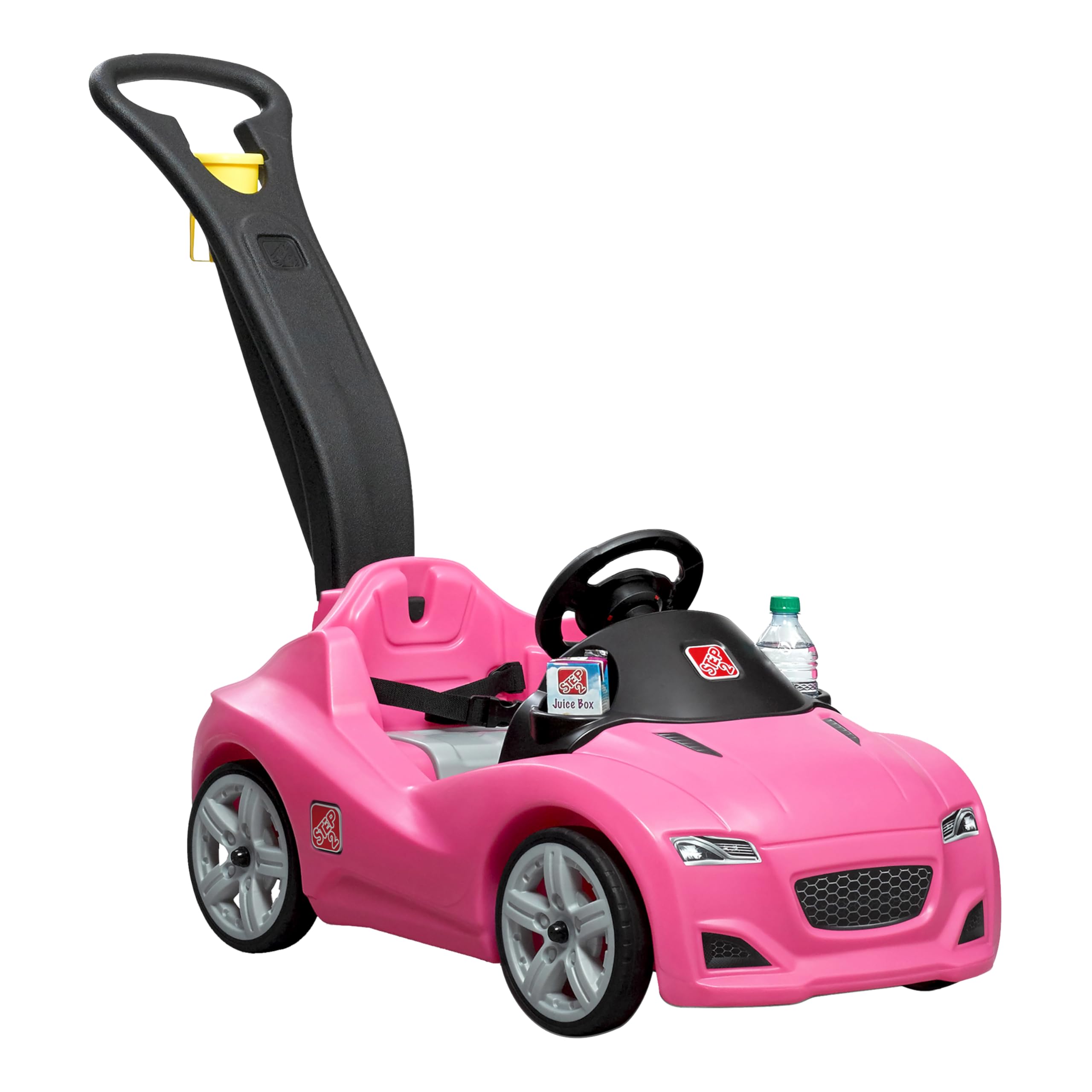 Step2 Whisper Ride Cruiser, Single Seater Kids Push Car, Easy to Store Ride On Toy with Seatbelt, Horn and Storage Trunk, Suitable for Children both Boys and Girls Aged 18m and Above, Pink