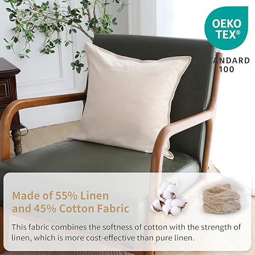 Miniatura 2 de Simple&Opulence - Juego de 2 fundas de almohada de lino, fundas de almohada decorativas cuadradas de algodón y lino sólido de color liso para sofá,