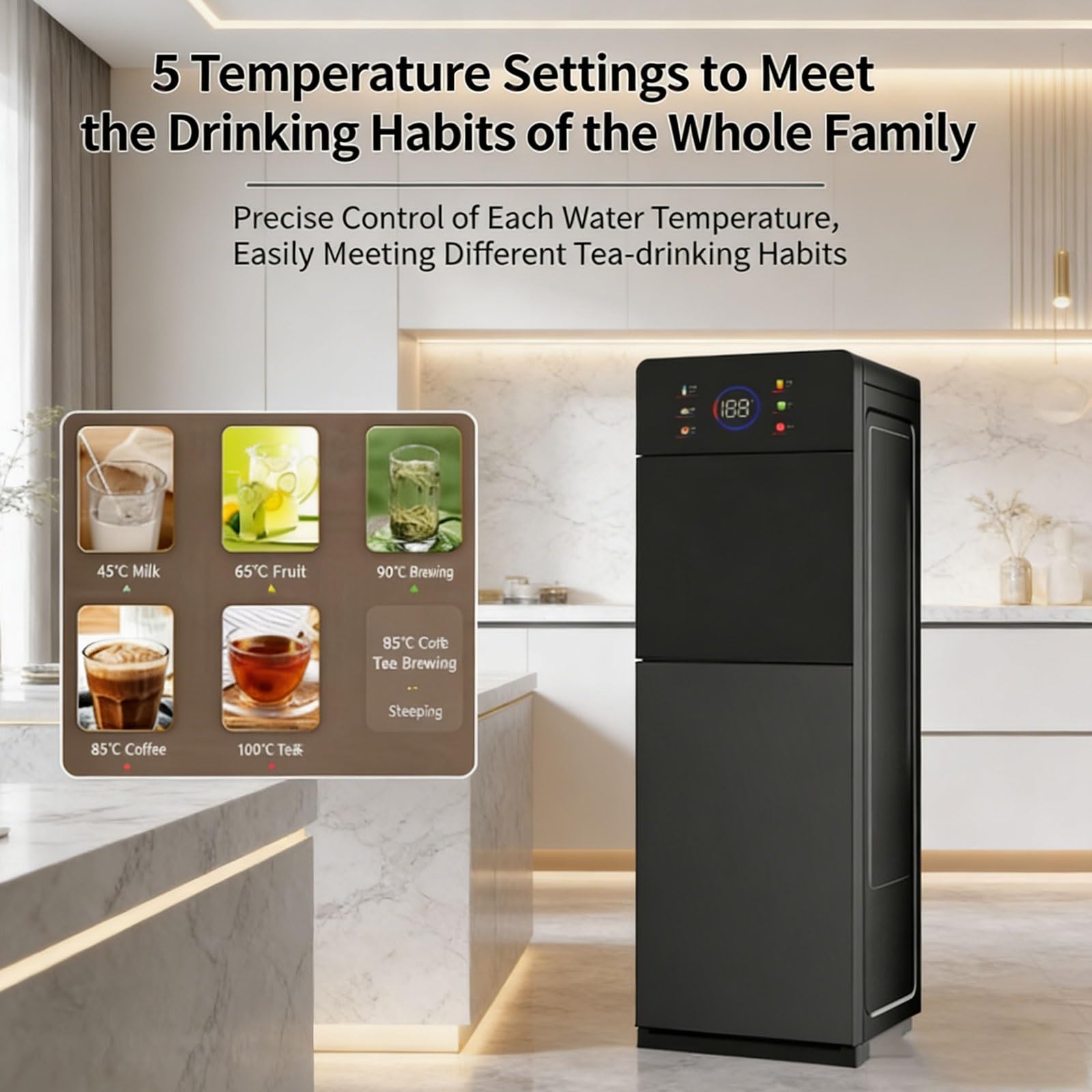 Dispensador De Enfriador De Agua, Dispensador De Agua De Carga Inferior, Dispensadors De Automático Solo Táctil Enfriadores De Fría/Caliente, para Hogar Y Uso Comercial