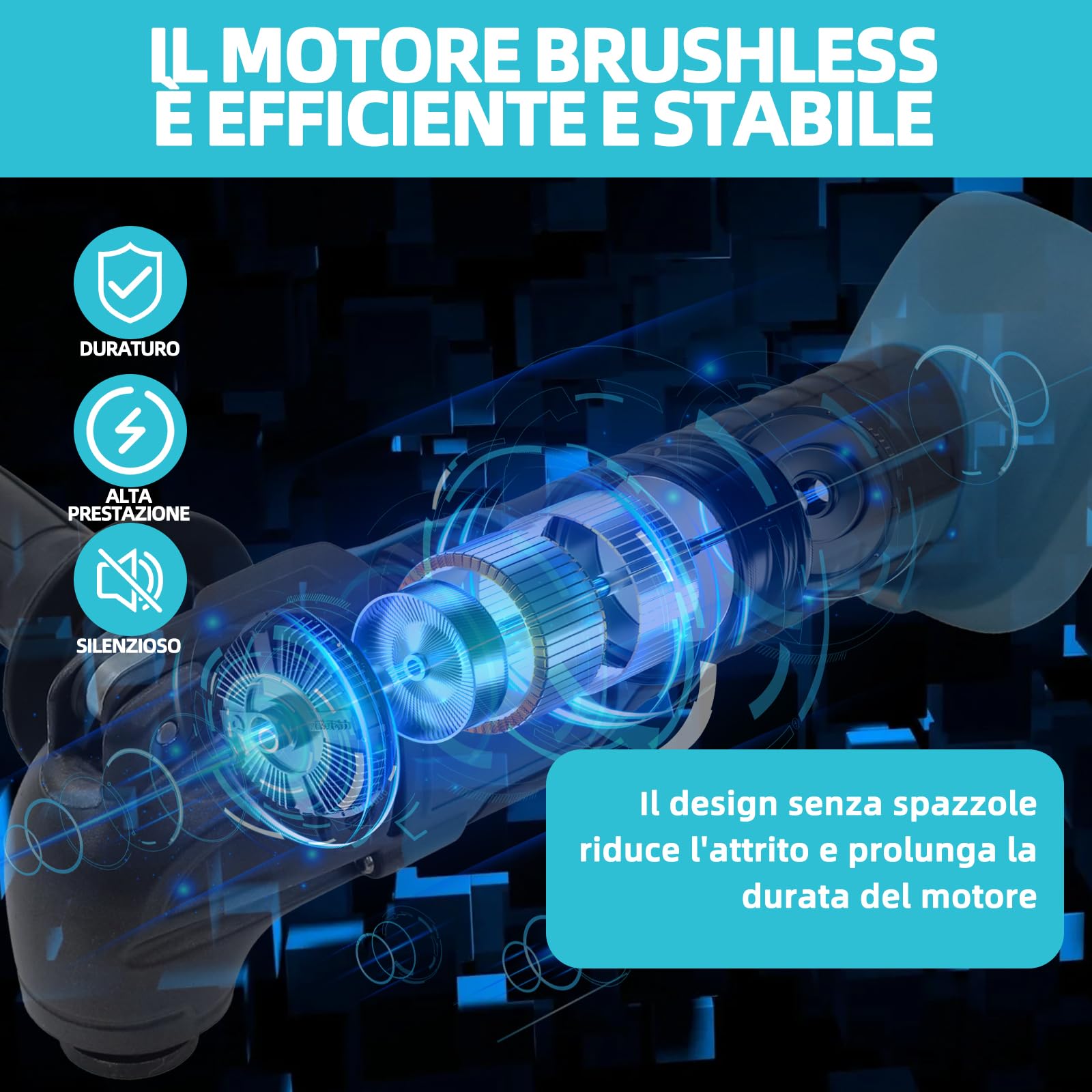 Batteria multifunzione compatibile con Makita 18 V, strumento oscillante a 6 velocità e motore senza spazzole, smerigliatrice e raschietto, strumento multifunzione – senza batteria