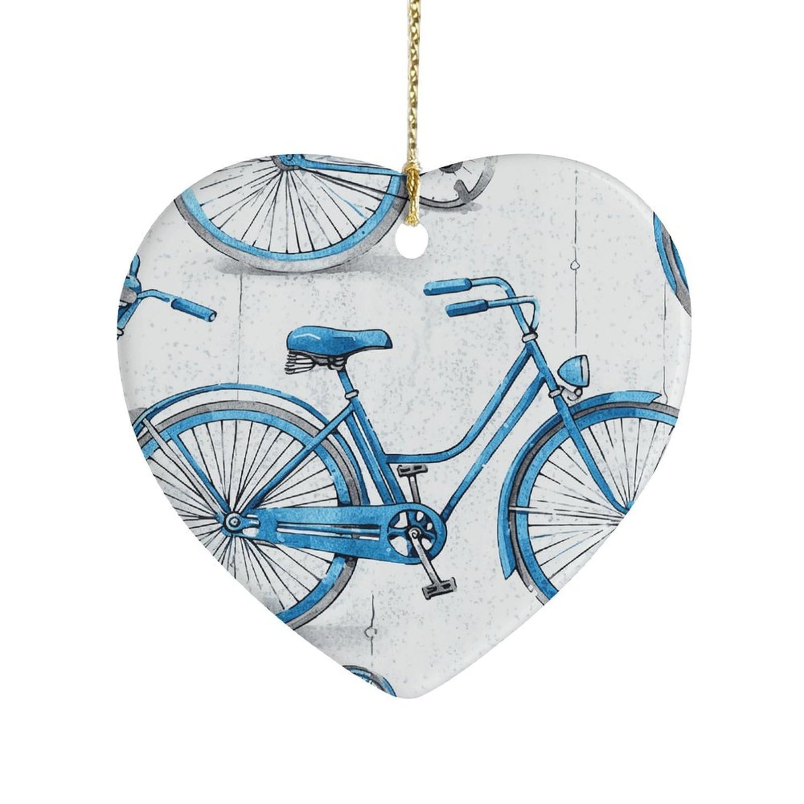 Fekiloot Style Blue Bicycle Ceramic Ornament Home Decor Keepsake