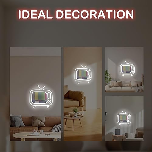 Miniatura 7 de Letrero de neón retro para TV, patrón de prueba de barra de color, luz de neón LED, decoración de fiesta temática de los años 80 y 90 para sala de