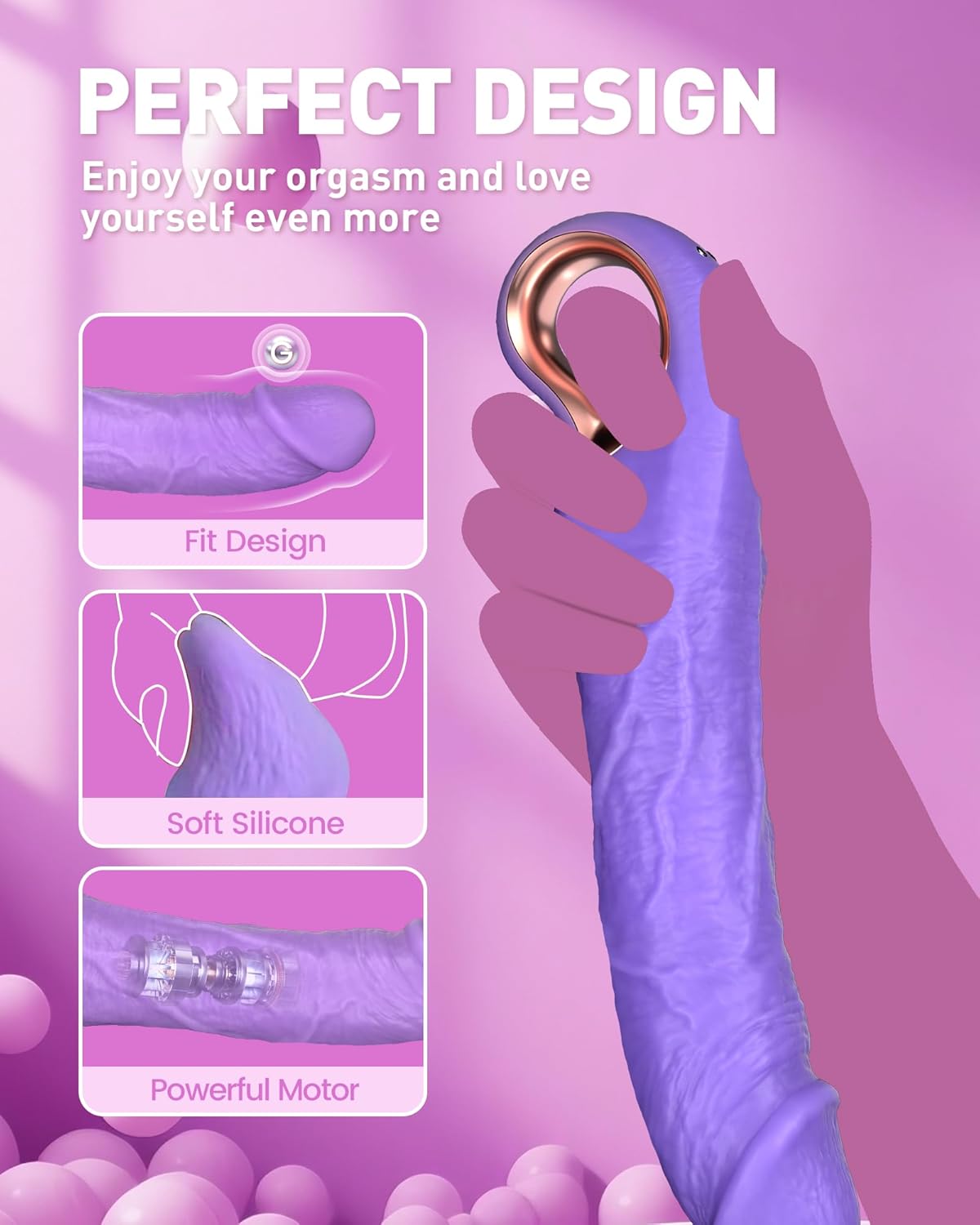 Vibrator Thrusting Dildo Sex Toys - 9" G Spot Vibrators Dildo Adult Toy with 10 Vibrations & 3 Thrusting Modes, Waterproof Clitoris Vibrator, Pleasure Tool for Women and Man Sex Stimulation (Purple)