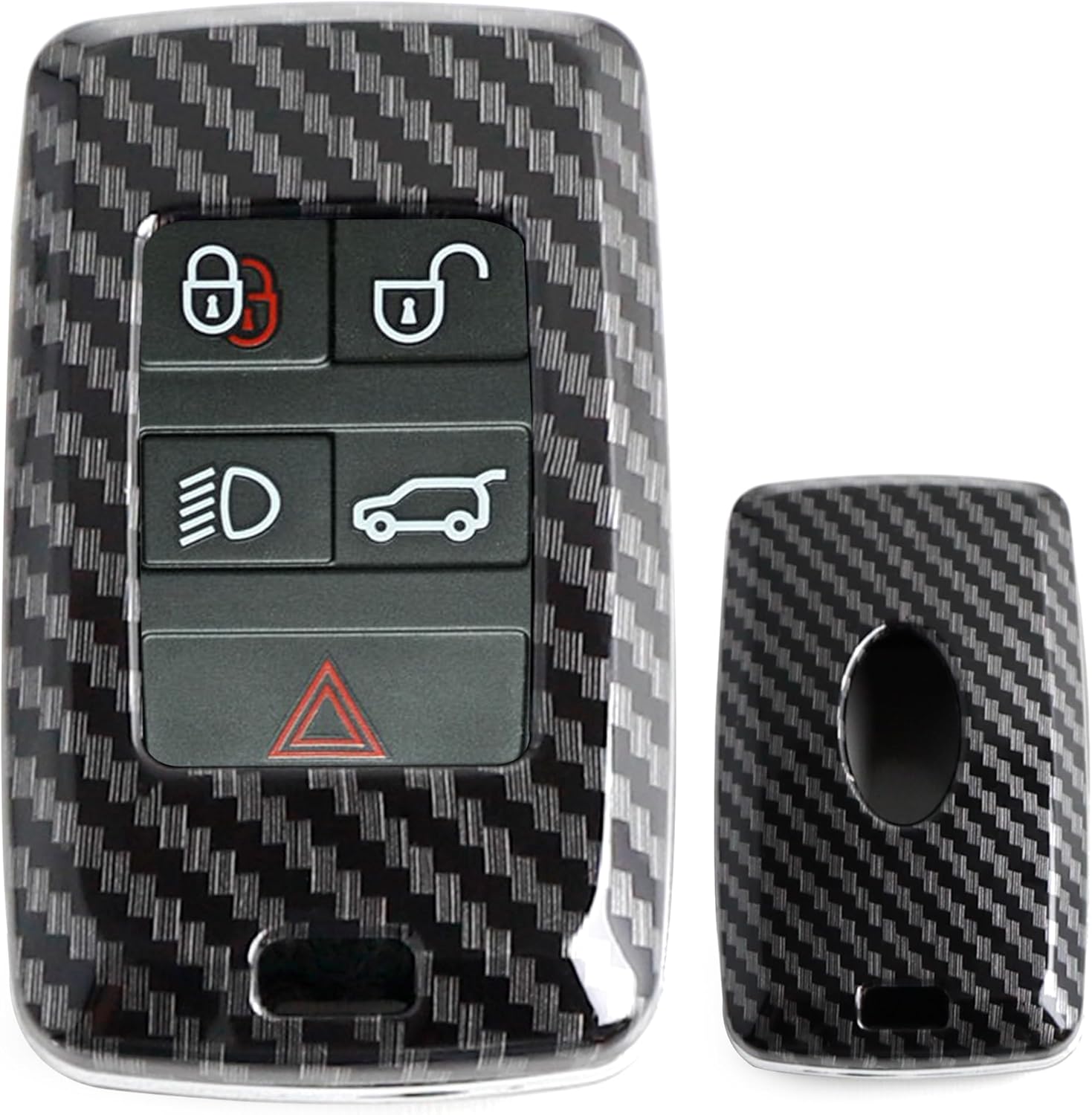 iJDMTOY Carbon Fiber Pattern Hard Plastic Key Fob Shell Compatible with Land Rover 2018-up Range Rover/Sport/Evoque, Defender or Discovery Intelligent Smart Key (Pack of 2)