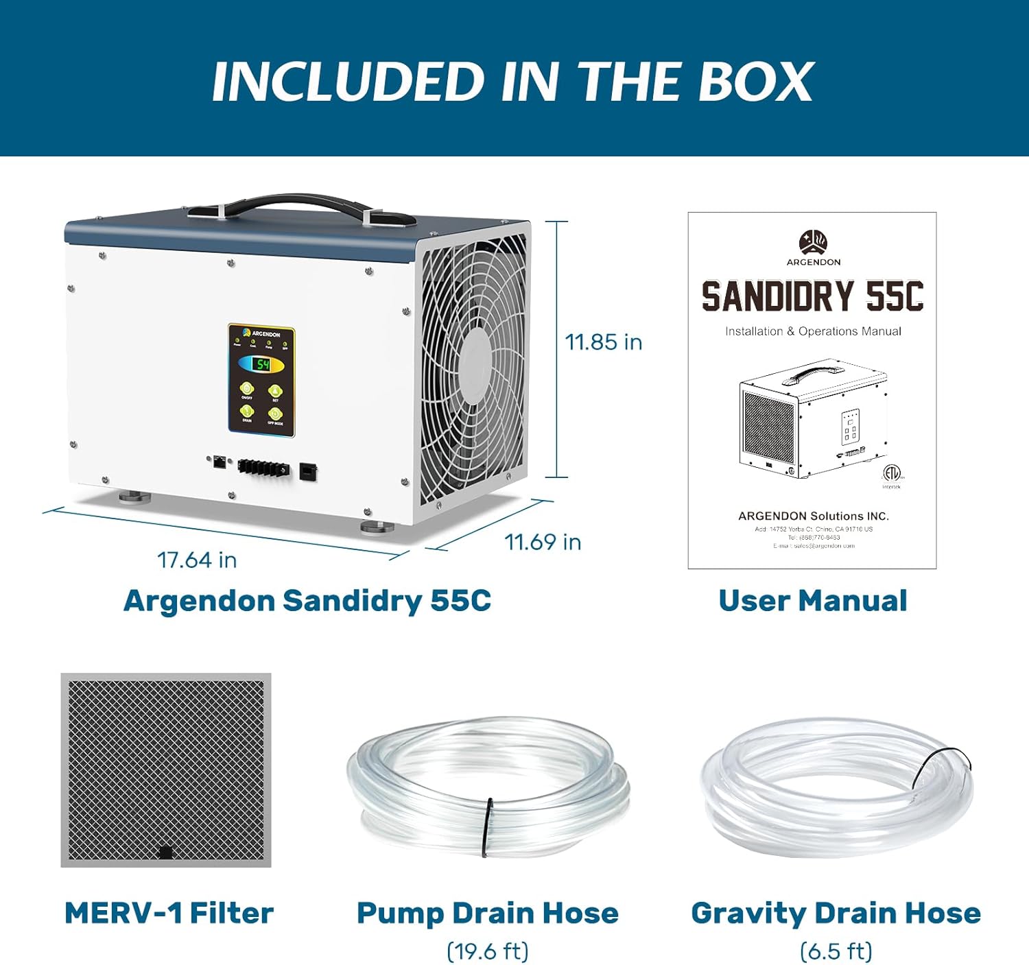 Contents included in the Argendon Sandidry 55C box
