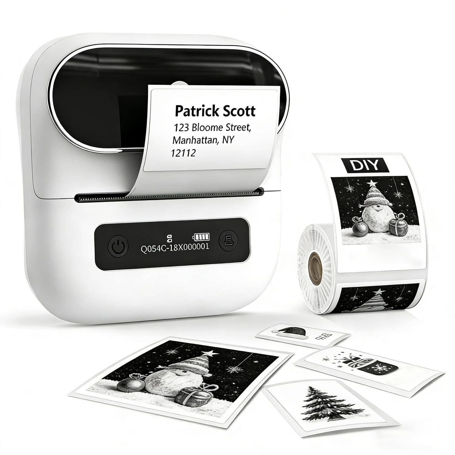 Phomemo M220 - Impresora de Etiquetas Bluetooth portátil para Etiquetas térmicas de 3 Pulgadas, Dispositivo de etiquetado Autoadhesivo para códigos de Barras, hogar, para Android e iOS, Color Blanco Certificado ClimatePartner