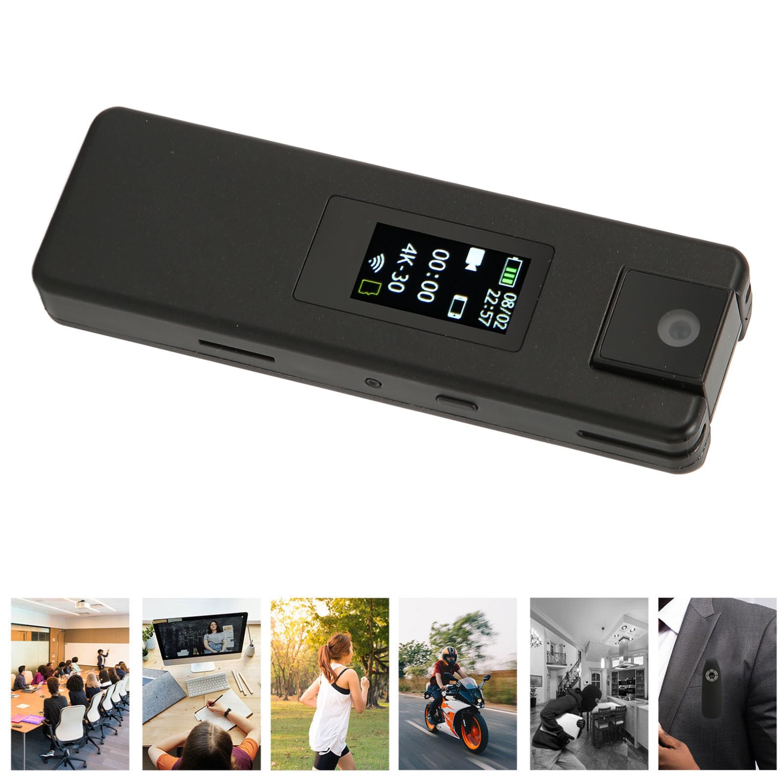 Caméra sans Fil WiFi 4K HD Portée sur Le Corps avec Fonction de Surveillance des Mouvements, Stockage de Grande capacité pour L'équitation Sportive