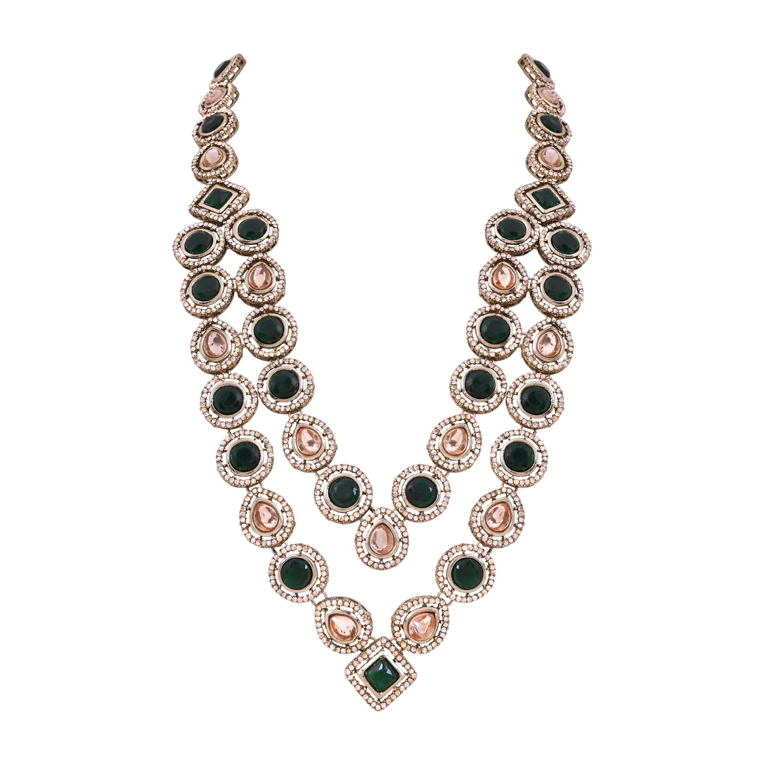 Traditional Layered Green Stone Necklace for Men Groom/Dulha (MLP68G)-image-23