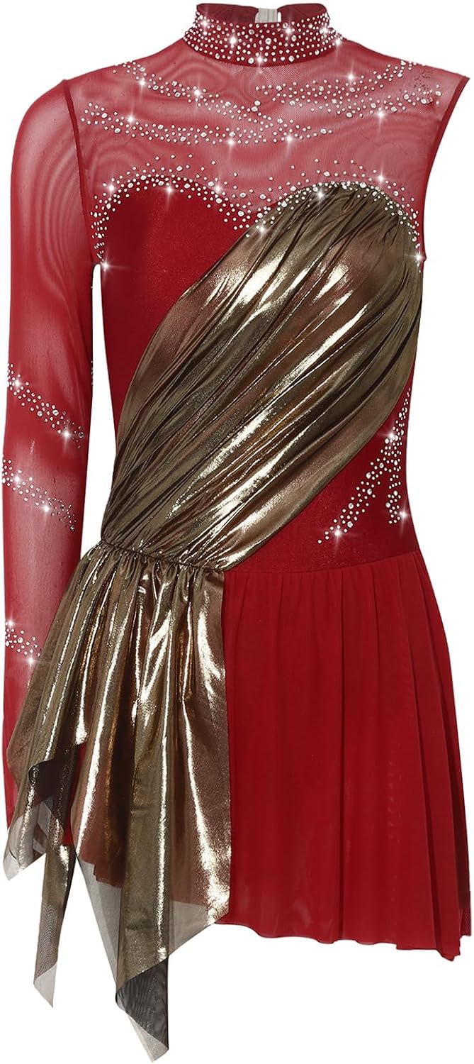 Women Figure Skating Dress Competition Performance Costume for Gymnastics Ballet Dance Daily Training