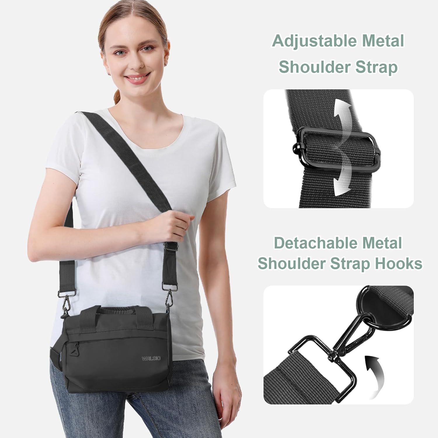 Small Gym Bag 9 inch, Mini Duffle Bag with Adjustable Strap, Lightweight Carry On Sport Bag for Women Girls (Black) - Image 2