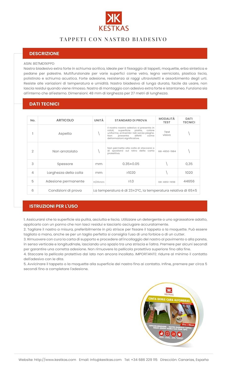 Nastro Biadesivo Extra forte Originale per Tappeti, erba sintetica 48mmFissaggio Garantito su qualsiasi superficie - per fissare quasi tutto nella vostra casa - moquette (1, Giallo)