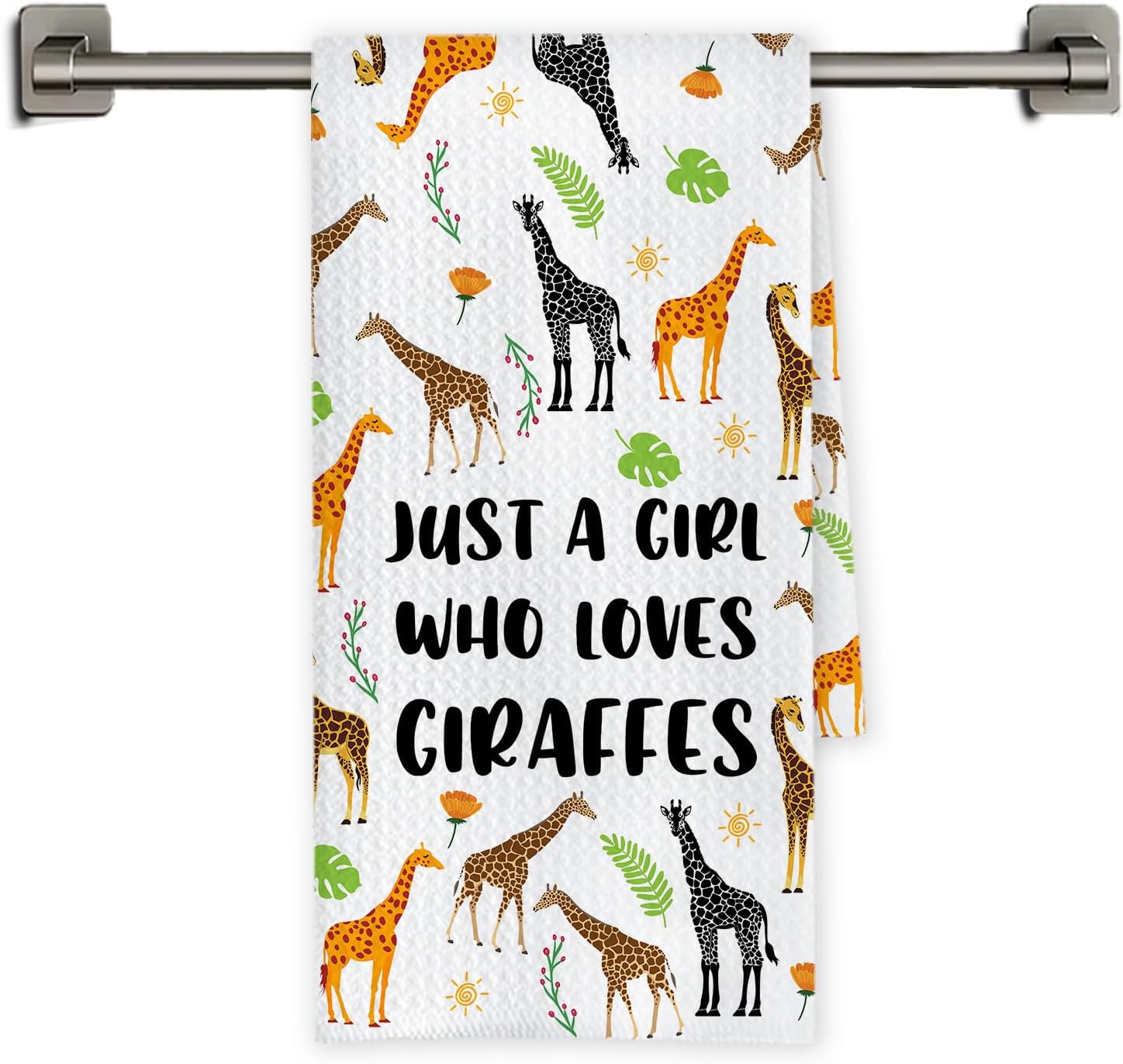 Chicimln Tropical Botanical Giraffe Kitchen Towels, Giraffe Gifts for Women Decorative Hand Towels for Bathroom, Boho Cute Giraffes Dish Tea Towel Drying Cloth for Kitchen Decor, 16x24 Inch