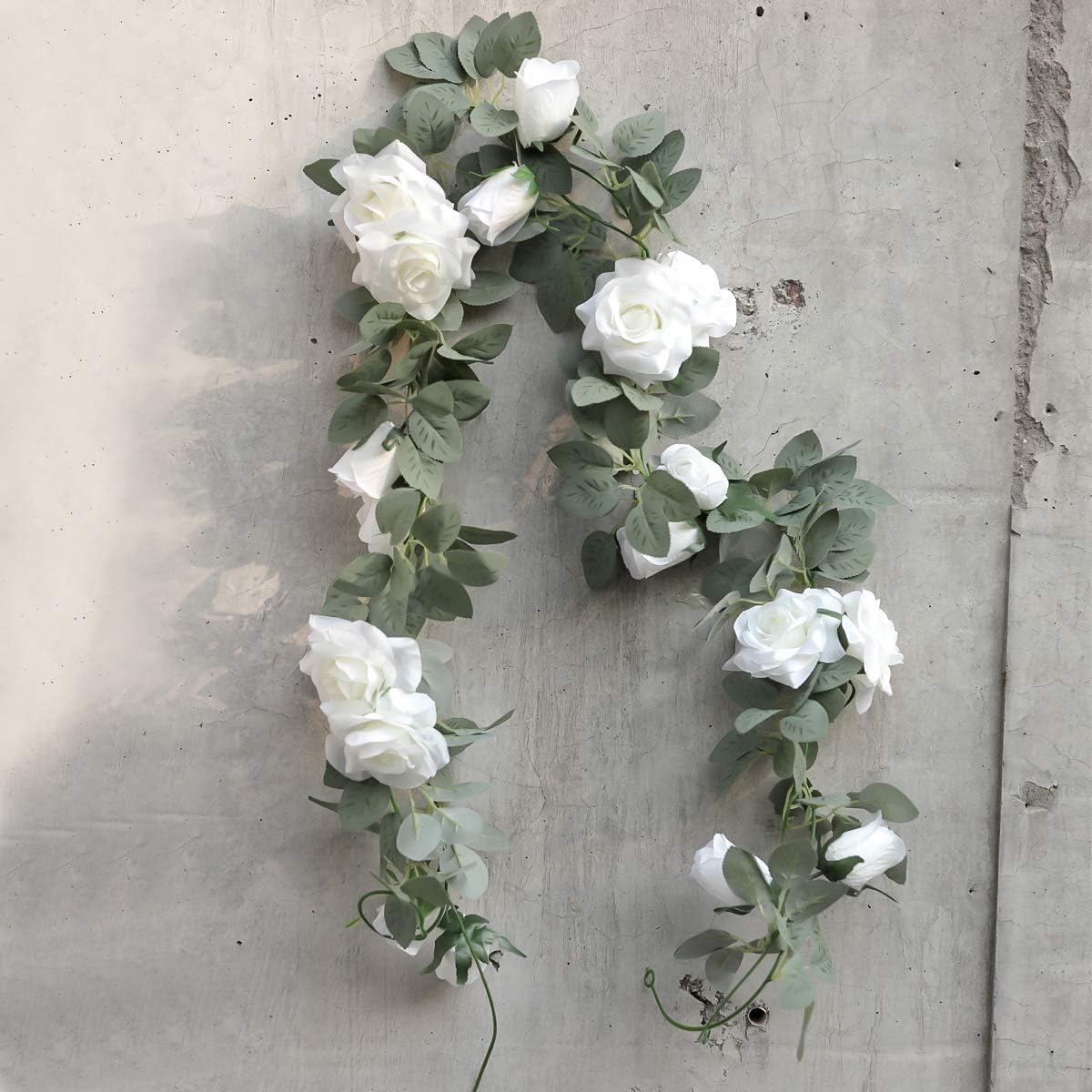 PARTY JOY 2Pcs Flower Garland Fake Rose Vine Artificial Flowers Hanging Rose Ivy Hanging Baskets Wedding Arch Garden Background Decor