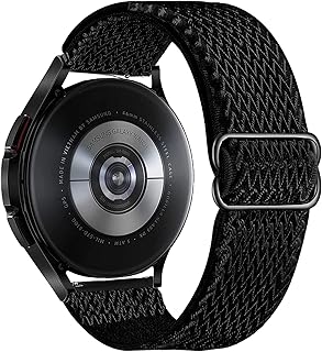 Olytop Elastic Bands for Galaxy Watch 4/5 Band 44mm 40mm/Galaxy Watch 4 Classic Bands 46mm 42mm Women Men, 20mm Stretch Wristband Strap for Samsung Galaxy Active 2 40mm 44mm/Watch3 41mm (Wave Black)