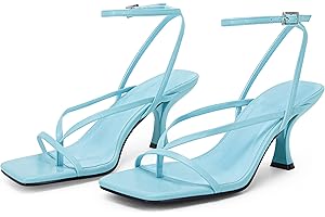 Women's Lace Up Heeled Sandals Square Flip Flop High Heels Strappy Party Shoes
