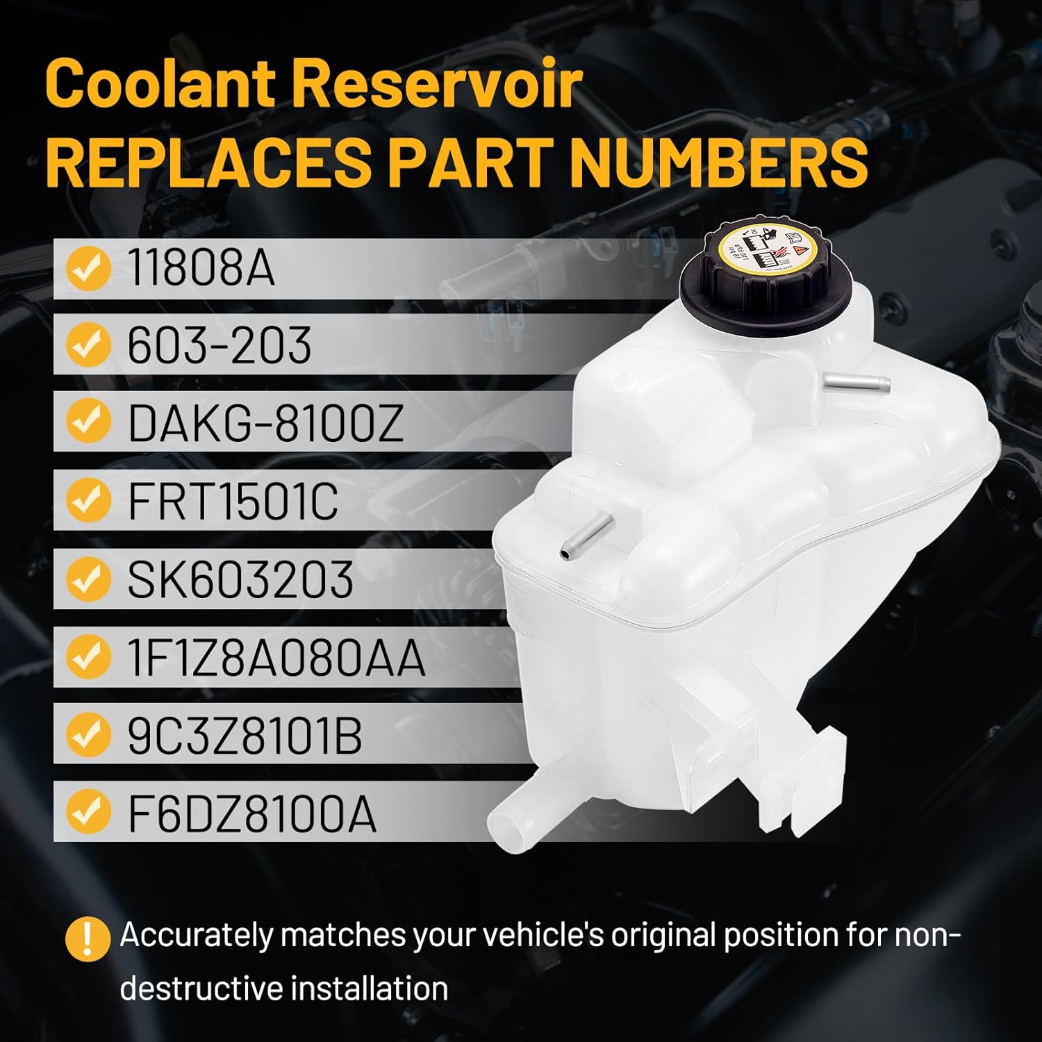 Engine Coolant Reservoir Tank 603-203 Compatible with Mercury Sable 2000-2005 3.0L V6 Taurus 2000-2007 Replace FRT1501C SK603203 1F1Z8A080AA F6DZ8100A Coolant Expansion Reservoir Overflow Tank