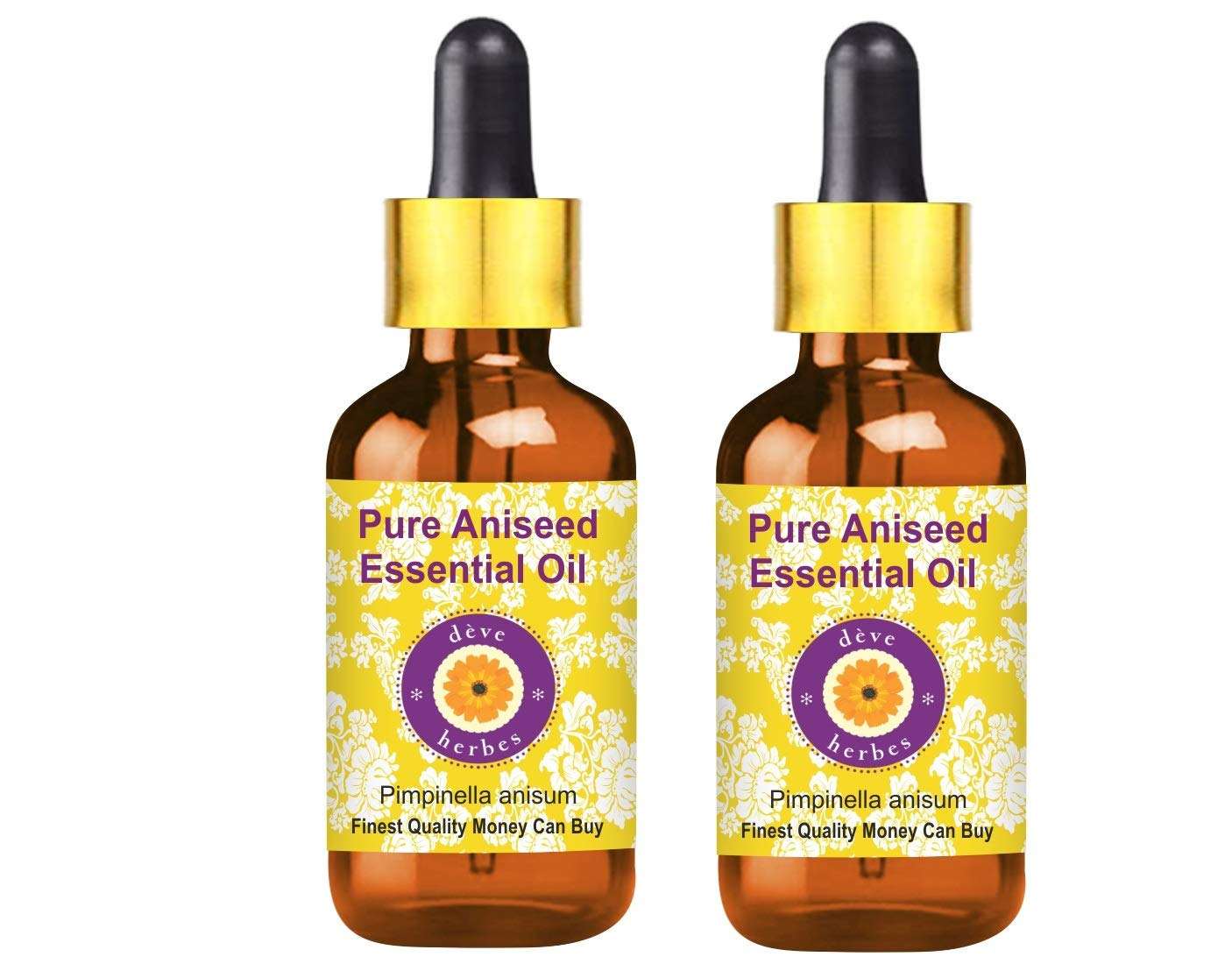 Deve Herbes Pure Aniseed Essential Oil (Pimpinella anisum) with Glass Dropper Steam Distilled (Pack of Two) 100ml X 2