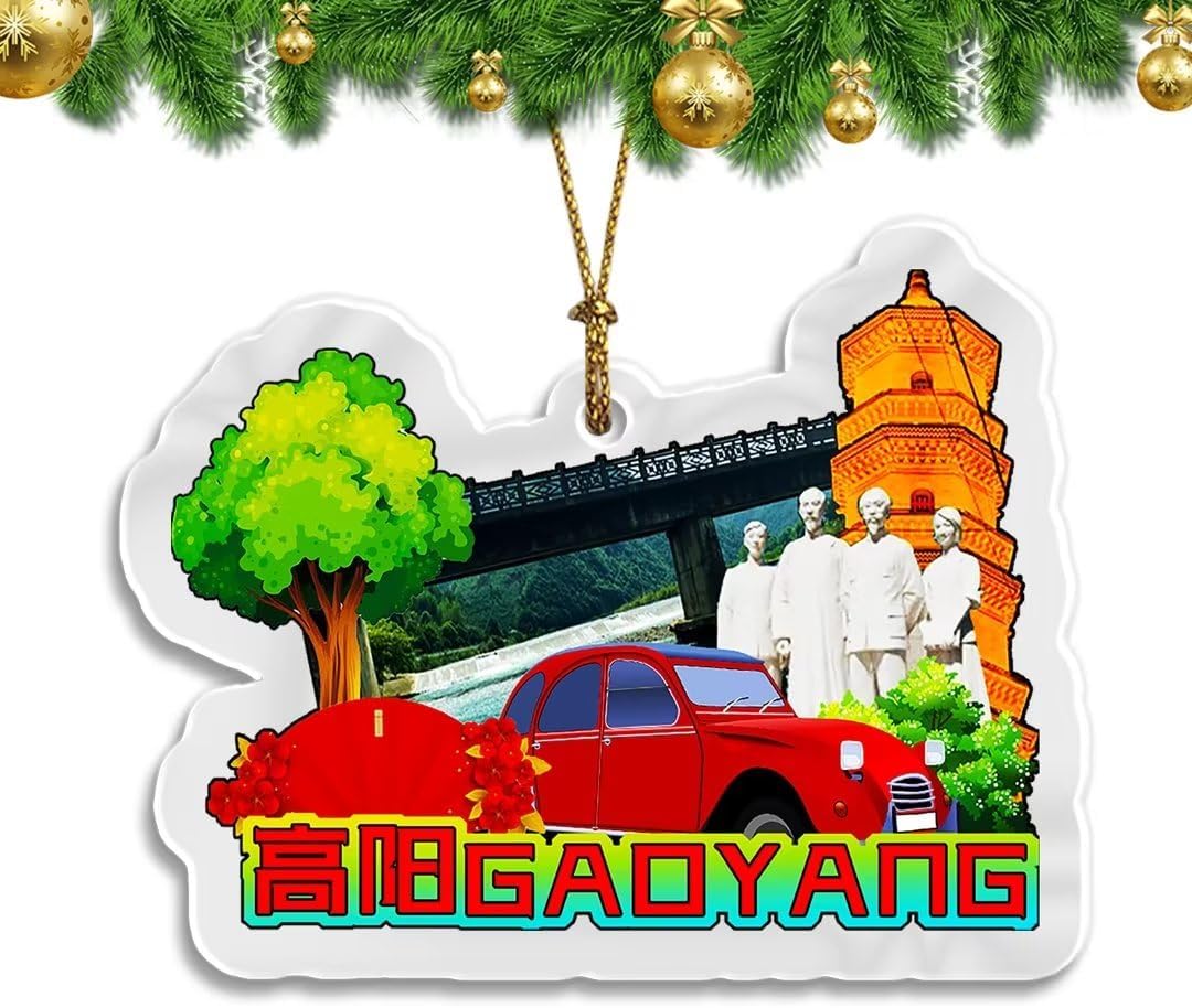 Gaoyang Hebei China Christmas Ornament Transparent Acrylic Double Sided Tree Decoration Pendant Travel Souvenir Tourist Collection Personalized Car Backpack Accessories -884