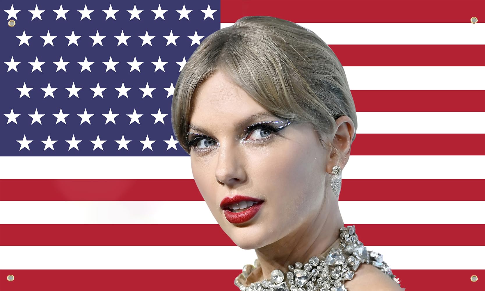 Photo 1 of 2 PIECE BUNDLE! Taylor American Flag Banner 3X5 Feet Outdoor Indoor Flag Banner With 4 Grommets