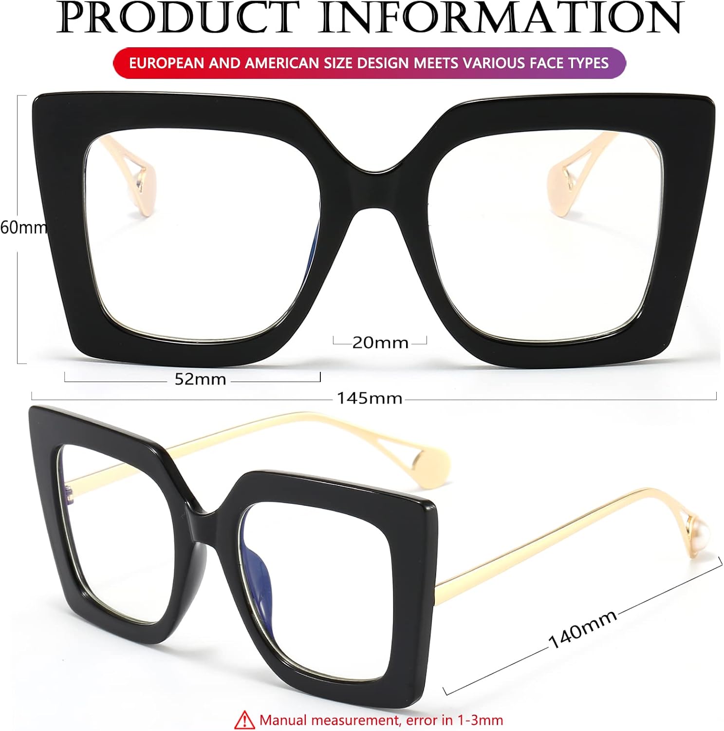 AIEYEZO Oversized Blue Light Glasses for Women, Anti Fatigue Prevent Headache Computer Eyeglasses - Image 6