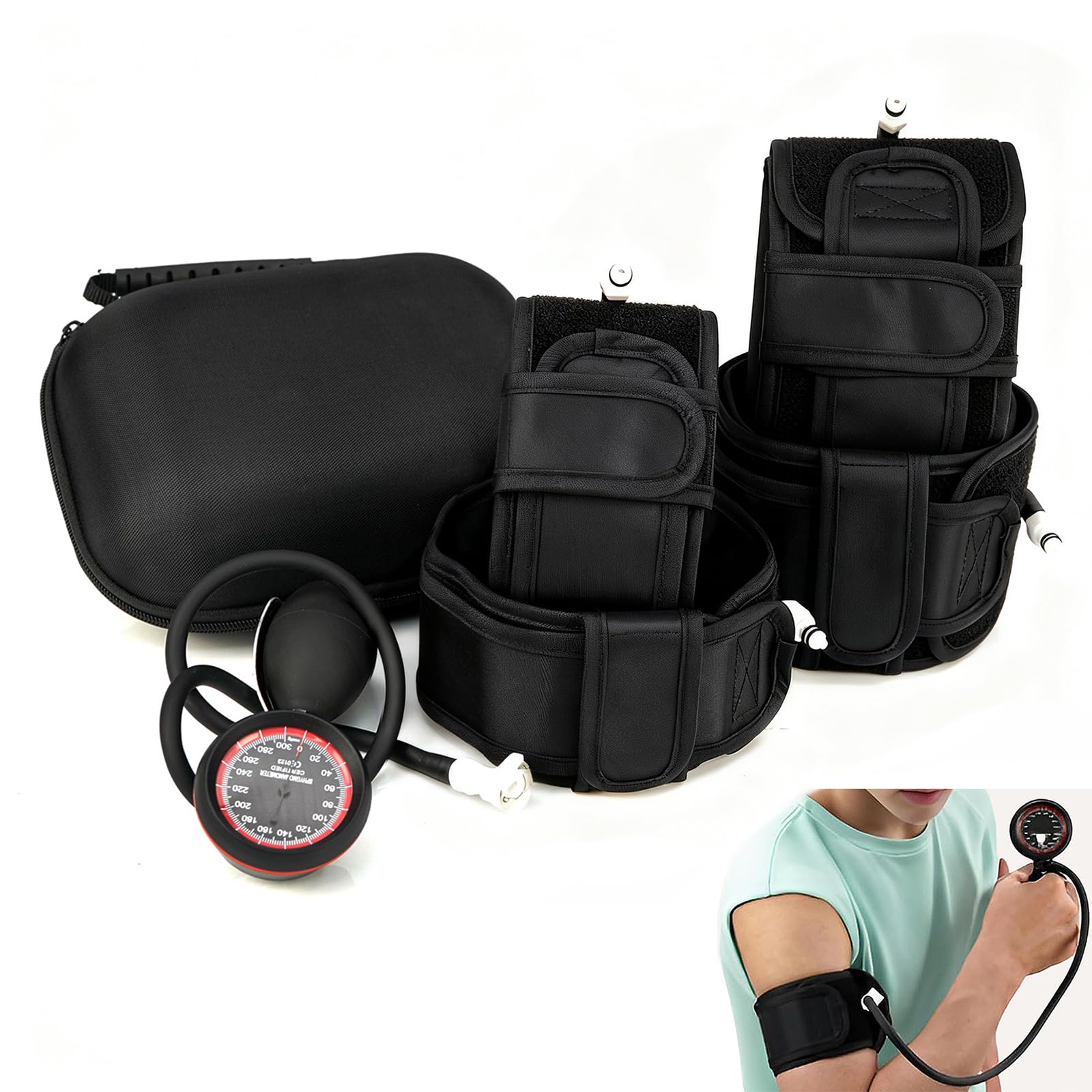 BFR Blood Flow Restriction Bands 4 Workout Bands for Arms Legs, Muscle Building Occlusion Bands Without Weightlifting Fitness Body Building Occlusion Training Pump (2 Arm Bands+ 2 Leg Bands), Black