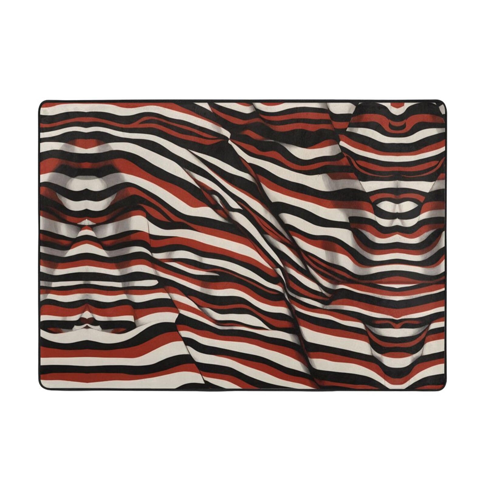Tapis de haute qualité imprimé rouge et noir doux et épais 203x147cm