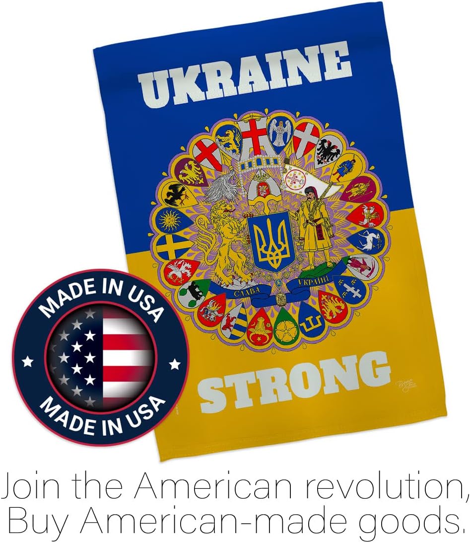 Breeze Decor Ukraine Strong House Flag Support Cause Decoration Banner Small Garden Yard Gift Double-Sided, Made in USA