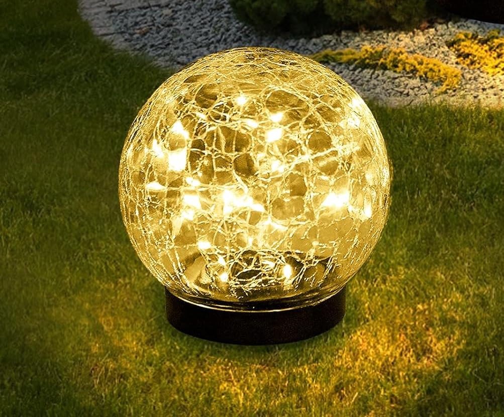 LITVERSE Solar Globes Lights Outdoor Garden Decor Solar Balls for Garden Crackle Glass Solar Lights Yard Decor for Outdoor Decor Decorations Pathway Patio Yard Lawn(20Led,Warmwhite-1pack) (B0CG248HTY) Amazon Price History, Amazon Price Tracker