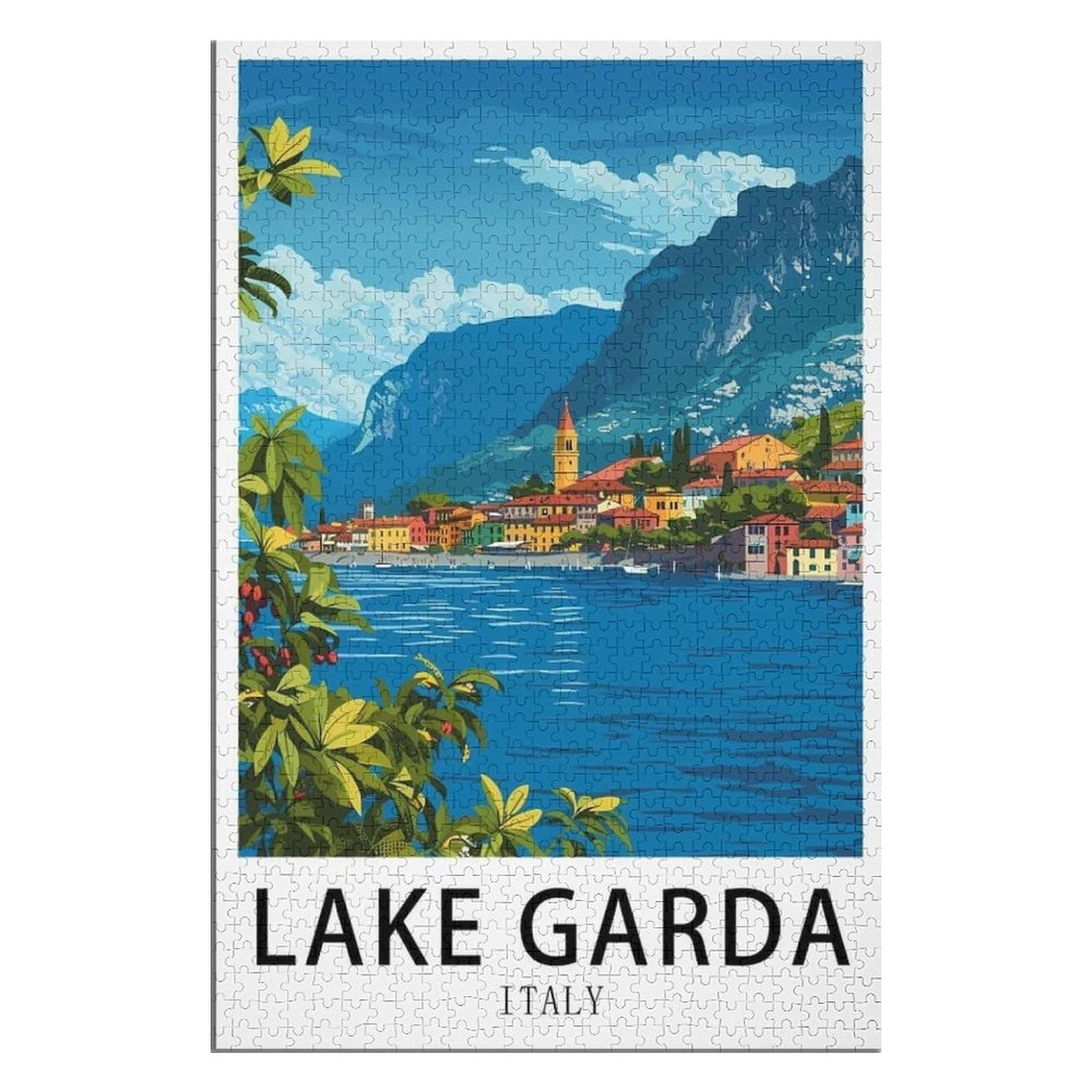 Gift puzzle games，Lake Garda Italy，Adults 1000 Piece Jigsaw Puzzle- Christmas，38x26，paper puzzle，AA-991