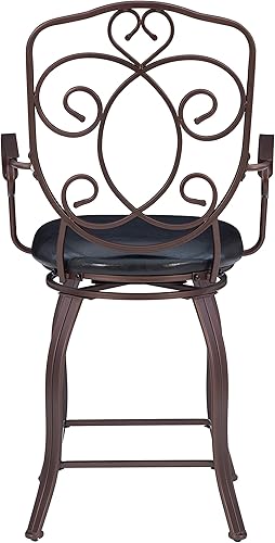 Miniatura 9 de Linon Taburete giratorio con respaldo con cresta de 24'