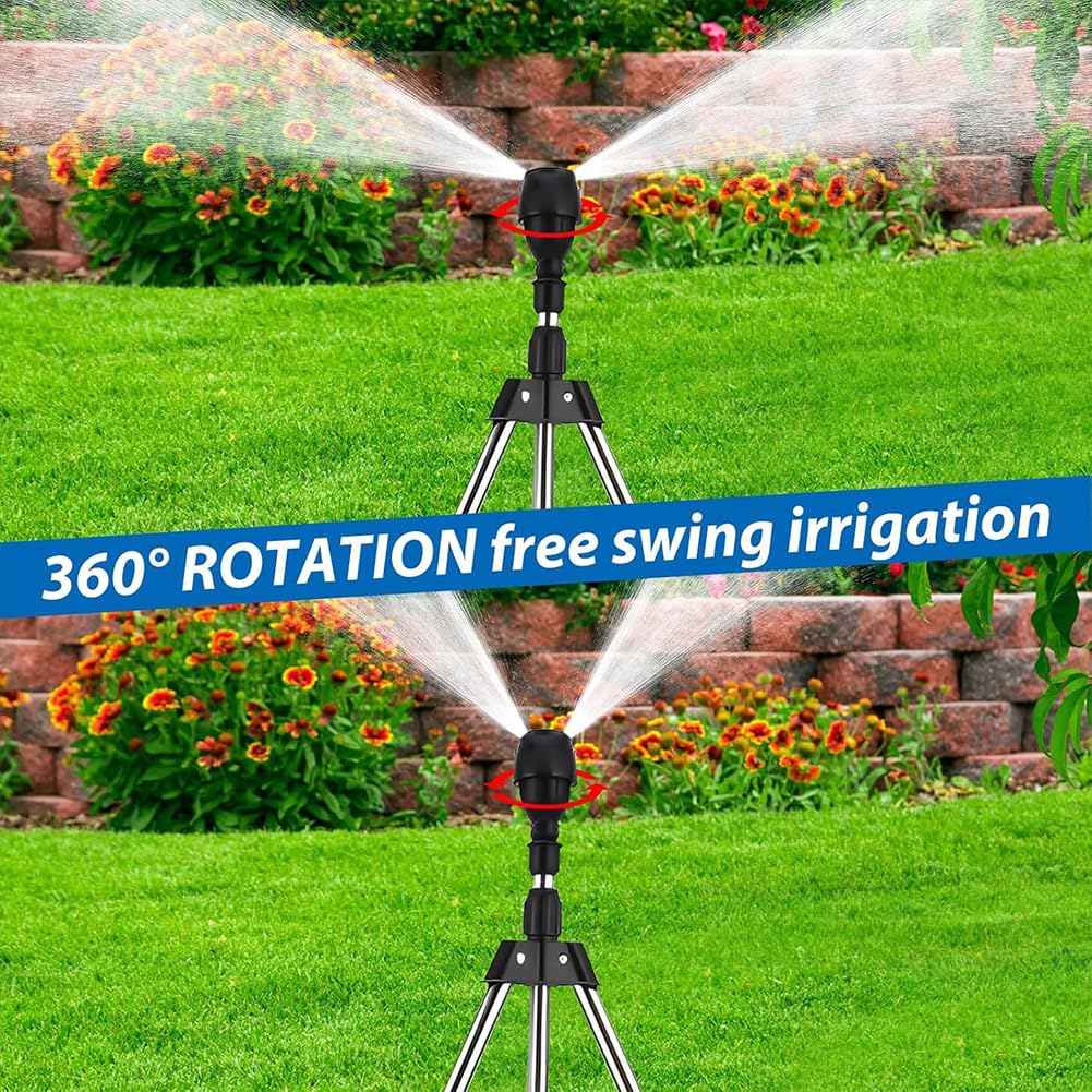 Dreibein Rasensprenger 360 Grad Wasser Sprinkler Automatischer Gartensprenger mit Metallgestell for Rasen Bewässerung