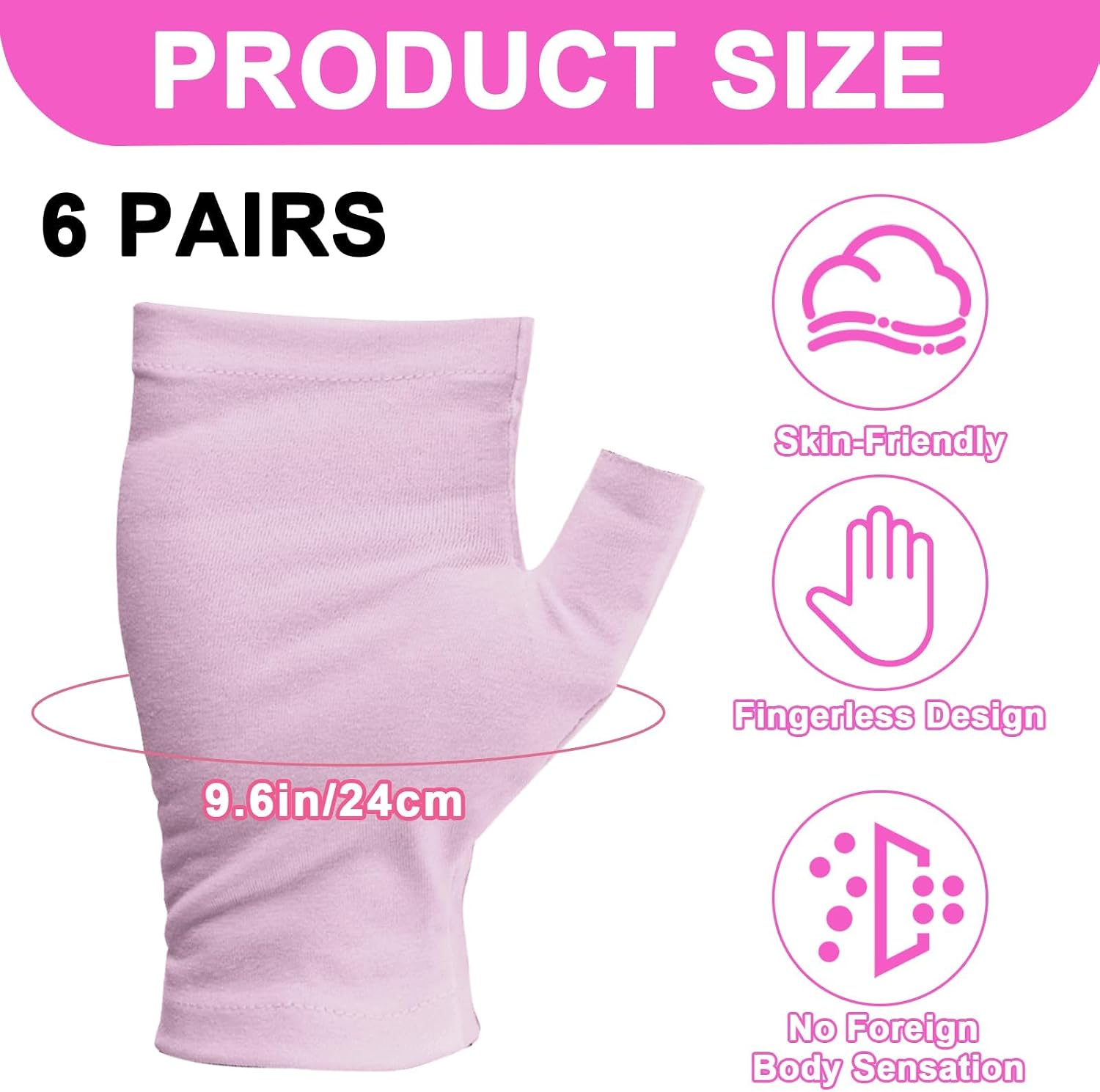 6 Pairs Fingerless Gloves Cotton, Fingerless Cotton Gloves for Dry Hands Sleeping, Eczema Gloves Fingerless for Adults, Protect Skin, Cotton Gloves Reusable (Purple)