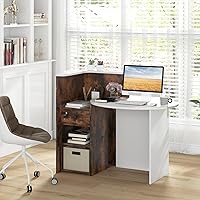 Vista 29 de Giantex Reception Desk, Front Counter Desk with Lockable Drawer, Checkout Table with Round Tabletop, Corner Shelf & Adjustable Shelf for Office