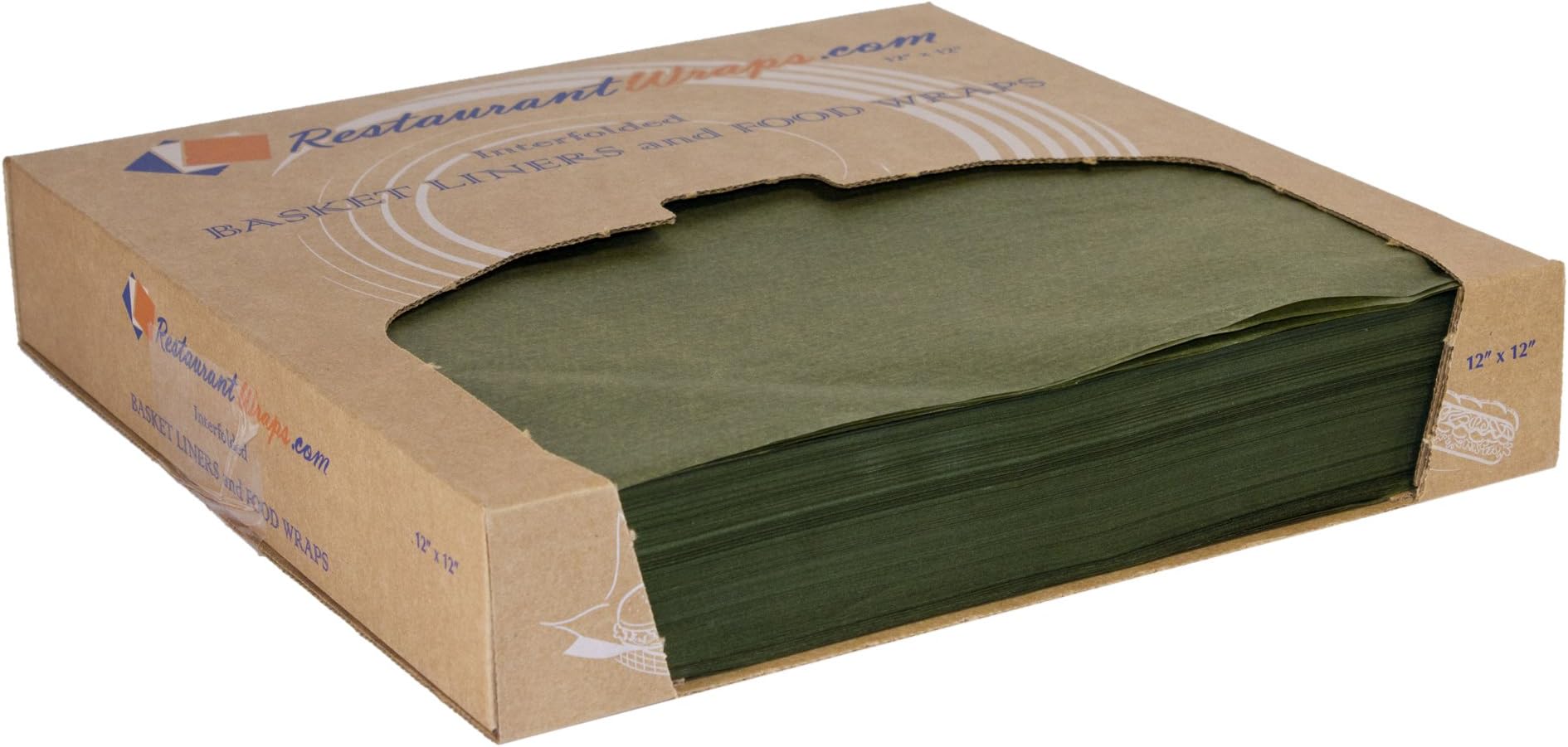RestaurantWraps.com Waxed Sheets, Basket Liner and Food Wrap, 12" x 12", Bay Leaf (6 Packs of 1000 Sheets)