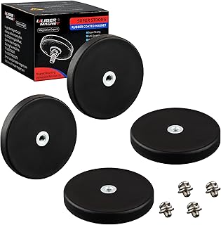 ULIBERMAGNET 4Pack Anti-Scratch Neodymium Magnet with Rubber Coated and M4 Female Thread,Super Strong Magnetic Mounting for Lighting,Camera,Tools and equipement