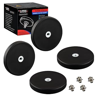 ULIBERMAGNET 4Pack Anti-Scratch Neodymium Magnet with Rubber Coated and M4 Female Thread,Super Strong Magnetic Mounting for Lighting,Camera,Tools and equipement