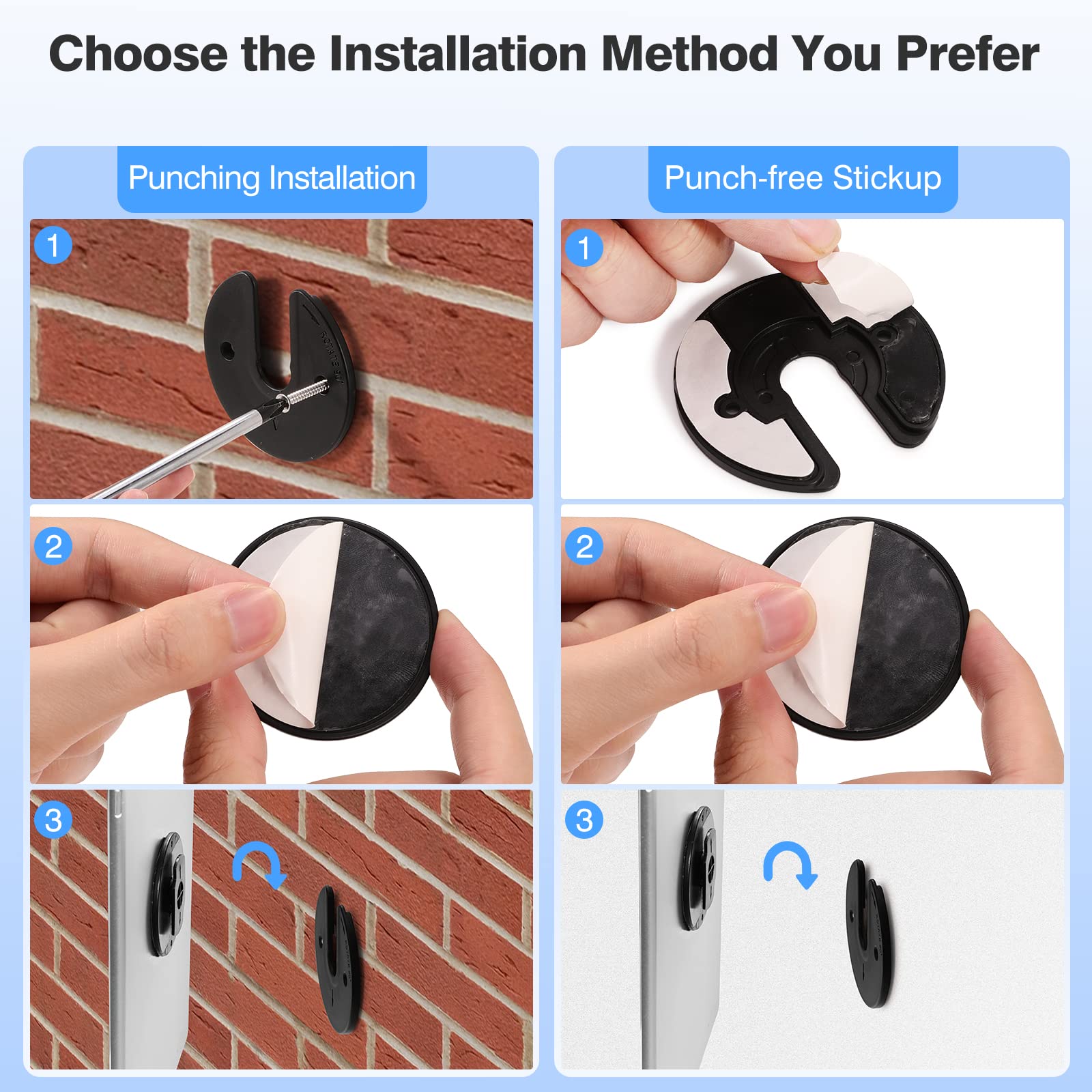 MoKo Universal Wall Mount for Tablet Phone, 2 Pack 90 Degrees Rotating Round Adjustable Tablet Holder Device Storage Compatible with iPad Kindle E-reader Smart Phone Wifi Router TV Box, Black