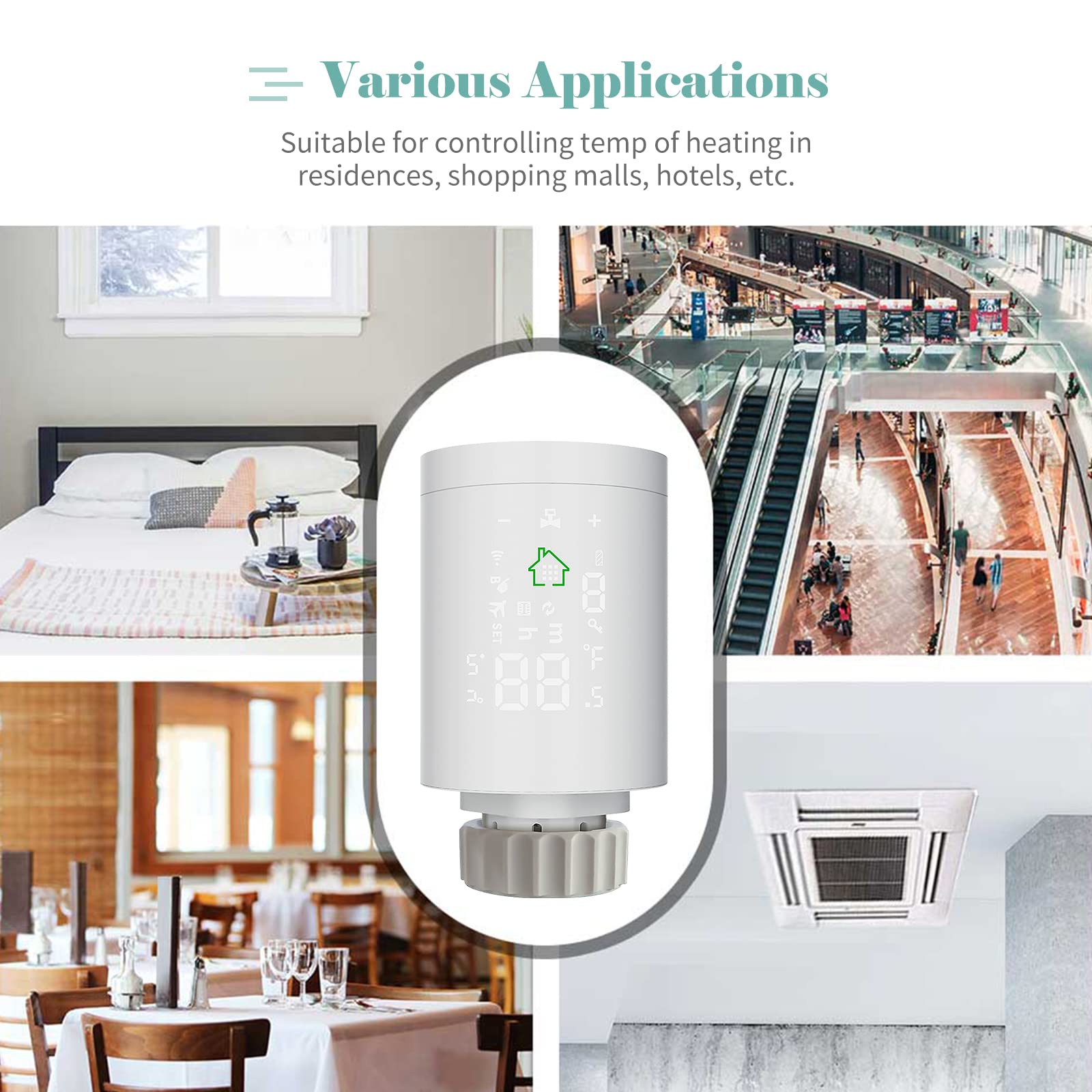 Kavolet inteligentny zawór termostatyczny, termostat, termostat WiFi, regulator temperatury chłodnicy, programowanie tygodniowe/zdalne sterowanie aplikacją, podświetlany ekran dotykowy
