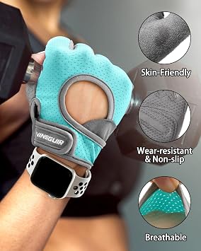 VINSGUIR Weight Lifting Gloves | Breathable Gym Gloves with Anti Slip Padded Palm Protection | Strength Training, CrossFit, Pull-ups, Cycling & Fitness Workout | Durable Microfibre | Men & Women