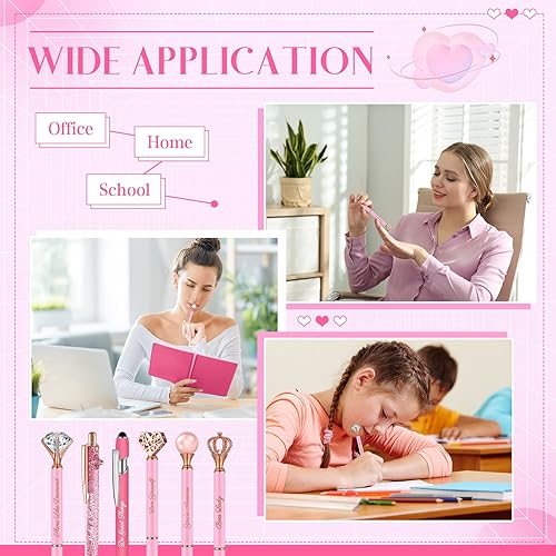 Miniatura 7 de Qeeenar 6 bolígrafos para diario, bolígrafos de diamantes de cristal, bonitos bolígrafos con purpurina y caja de regalo, regalos inspiradores de