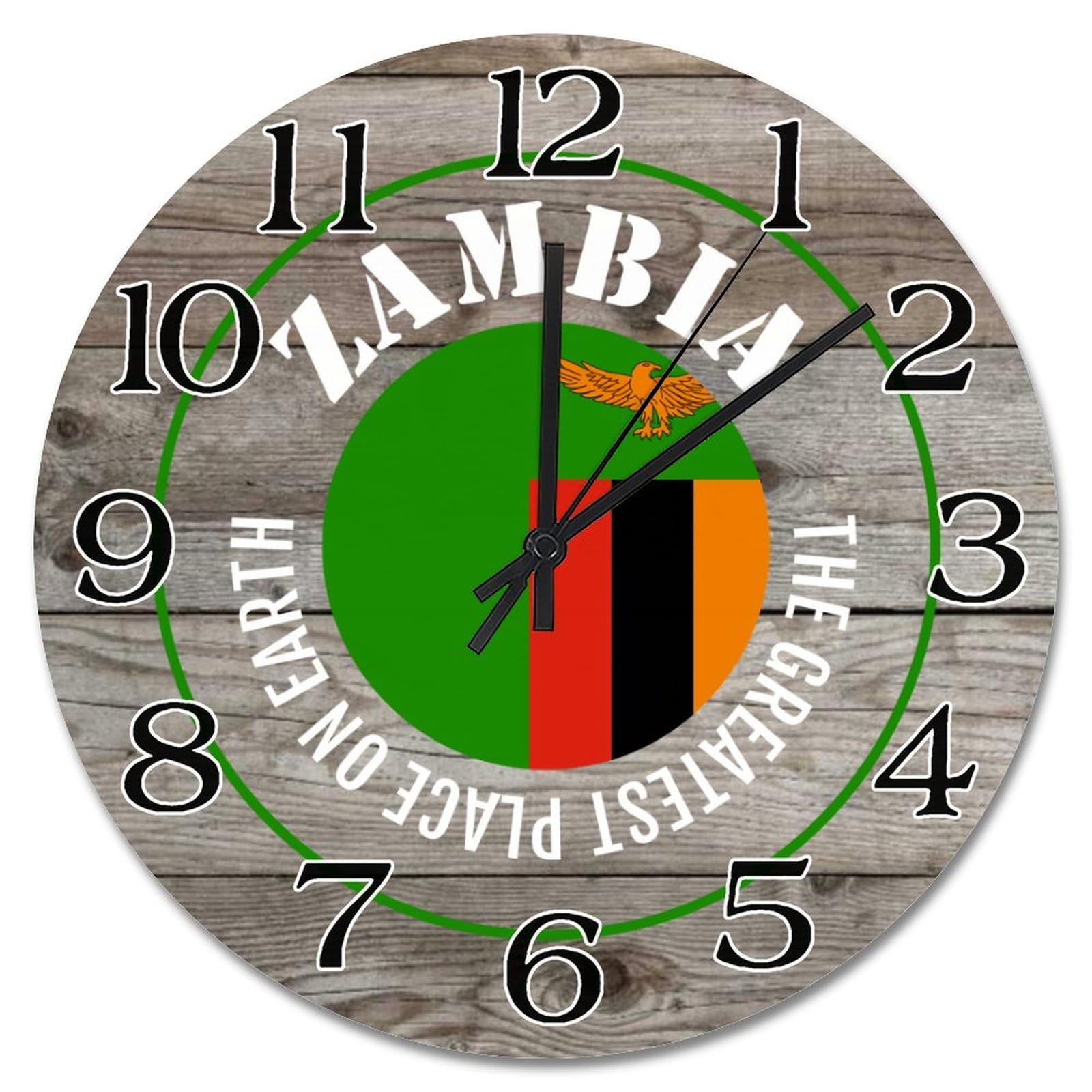 Cadeau Zambie idéal : horloge murale rustique The Greatest Place