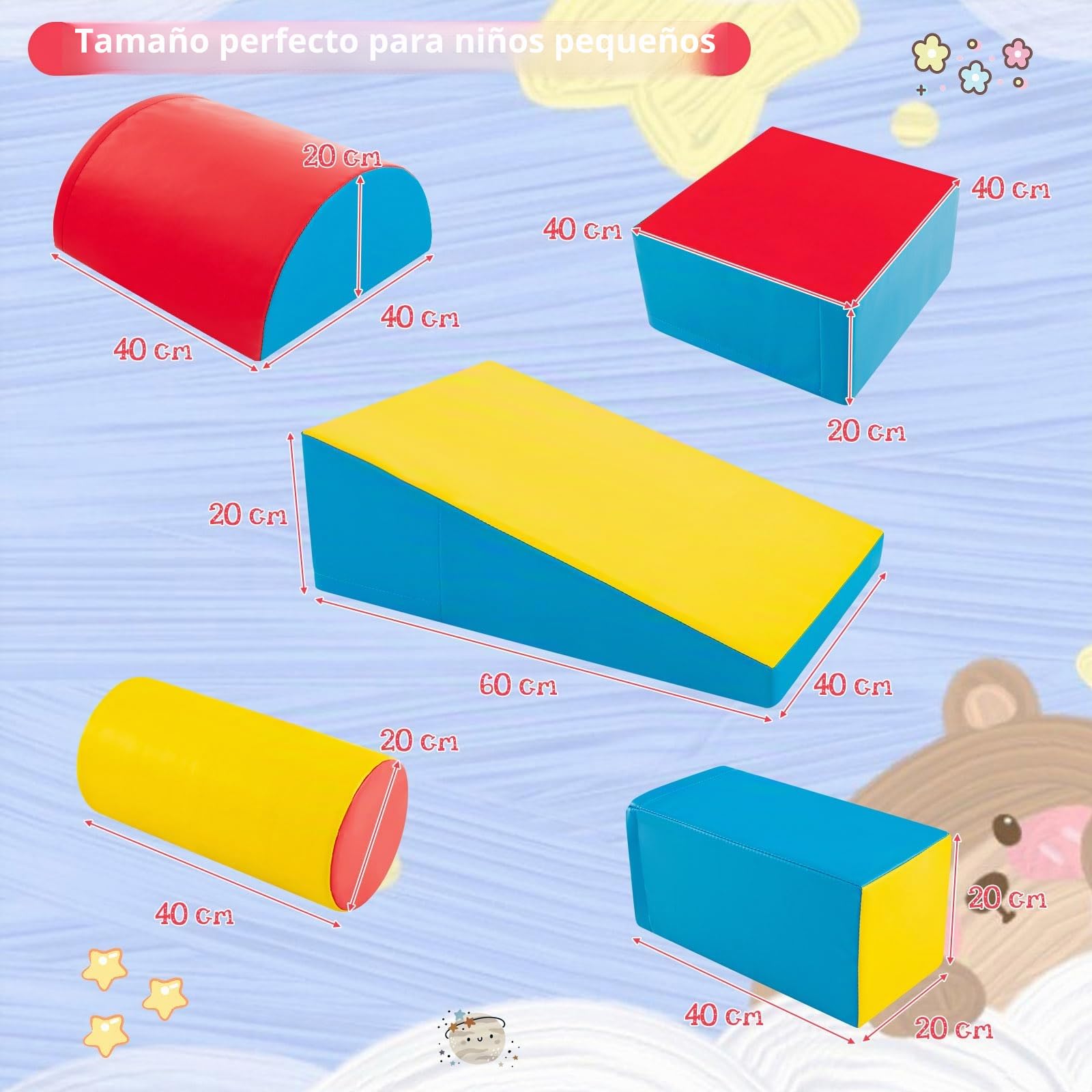 LIFEZEAL Juego de 5 Bloques de Construcción de Espuma para Niños, Módulos de Motricidad Módulos de Espuma con Tobogán, Juguetes Educativos, Hechos de PU y EPE, para el Hogar, Guardería (Estilo 8)