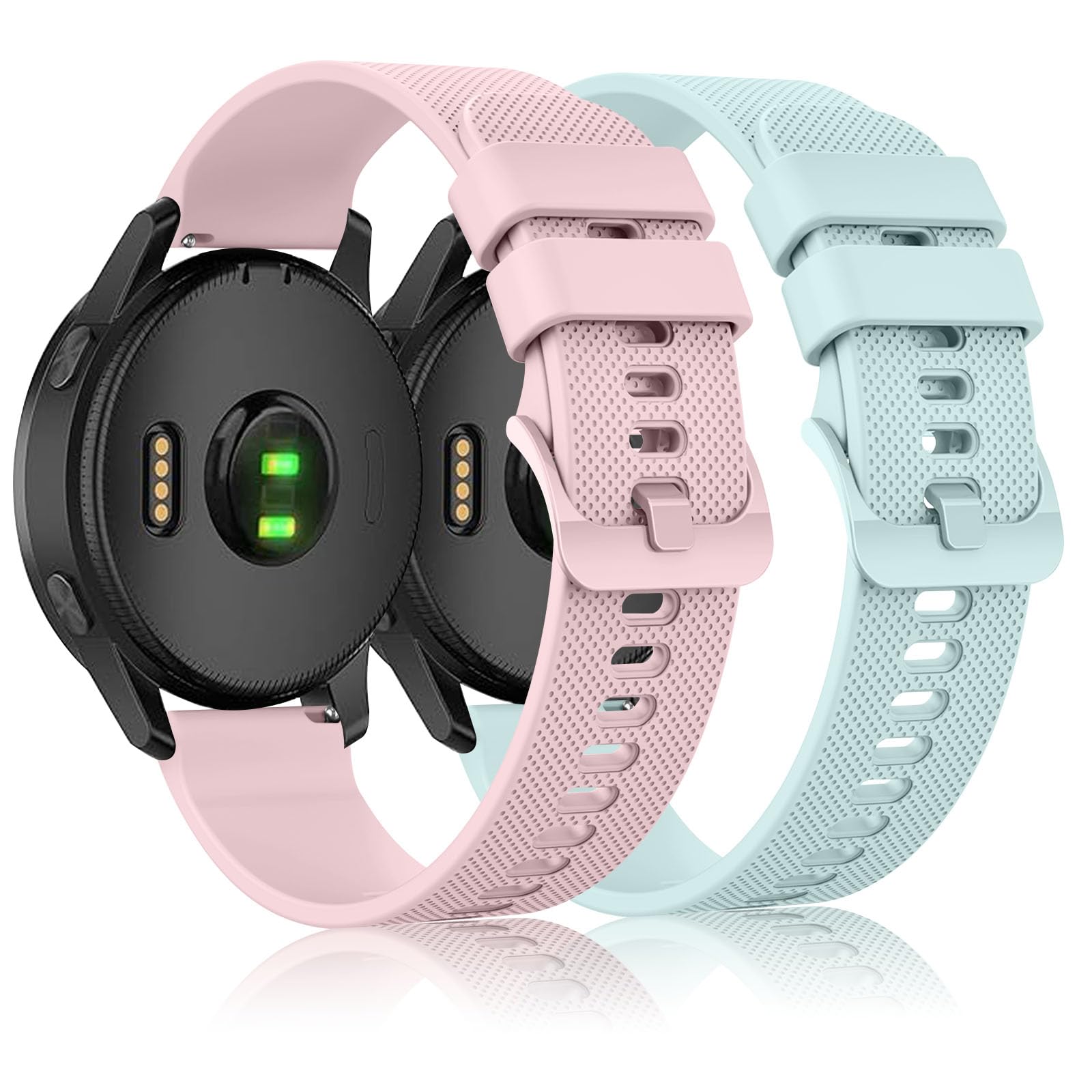 2 Pack for Garmin Forerunner 245 Watch Band Forerunner 55 Band, 20mm Soft Silicone Replacement Straps for Forerunner 245 Music Watch Bands