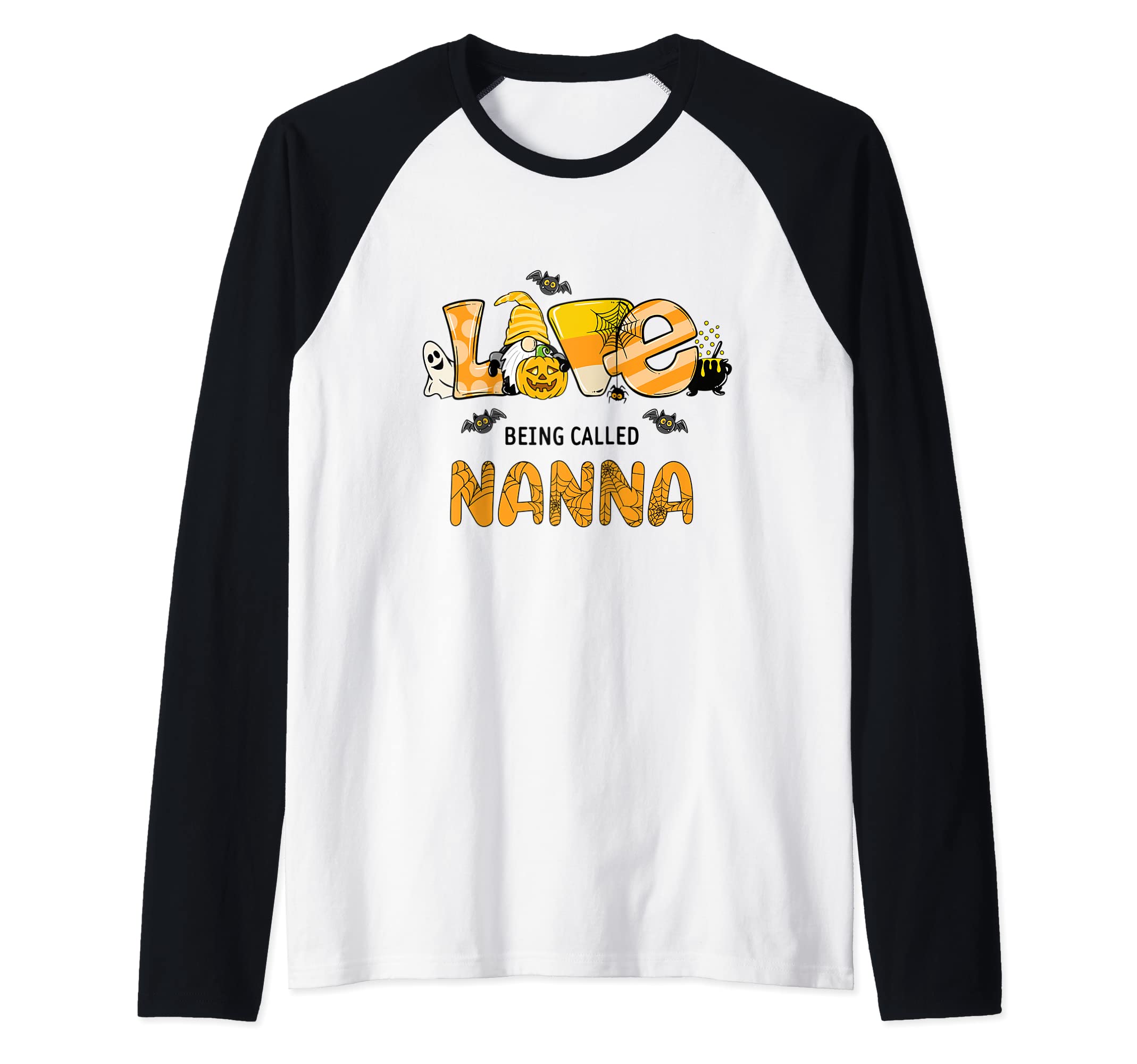 Love Being Called nanna - Gnome spiderweb Raglan Baseball Tee