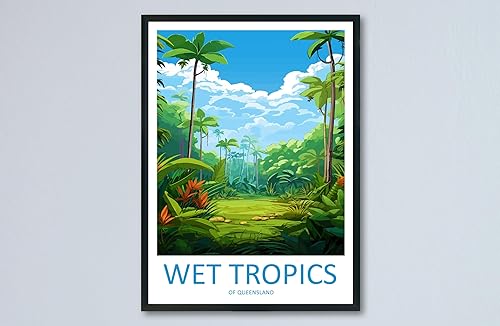 Wet Tropics Of Queensland - Póster de viaje impreso para colgar en la pared, diseño de trópicos húmedos de Queensland, decoración del hogar,