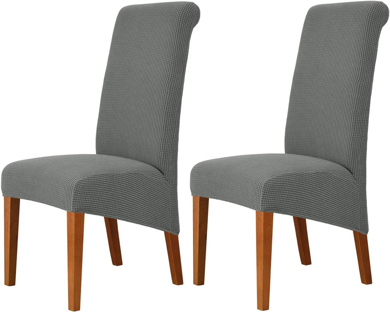 Stretch XL/Oversized Soft Spandex Extra Large Dining Room Chair Covers for Kitchen Dining，Removable Washable Chair Protectors Slipcovers (Grey, 2)