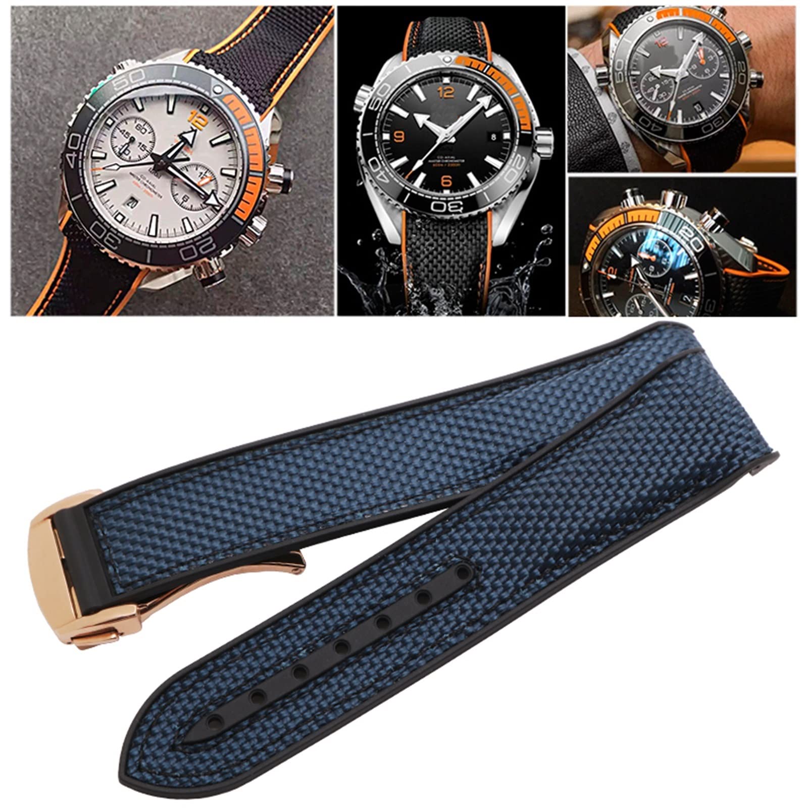 20mm 22mm bransoletka do zegarka dla Omega 300 SEAMASTER 600 PLANET OCEAN składana klamra silikonowy pasek nylonowy akcesoria do zegarków pasek do zegarka